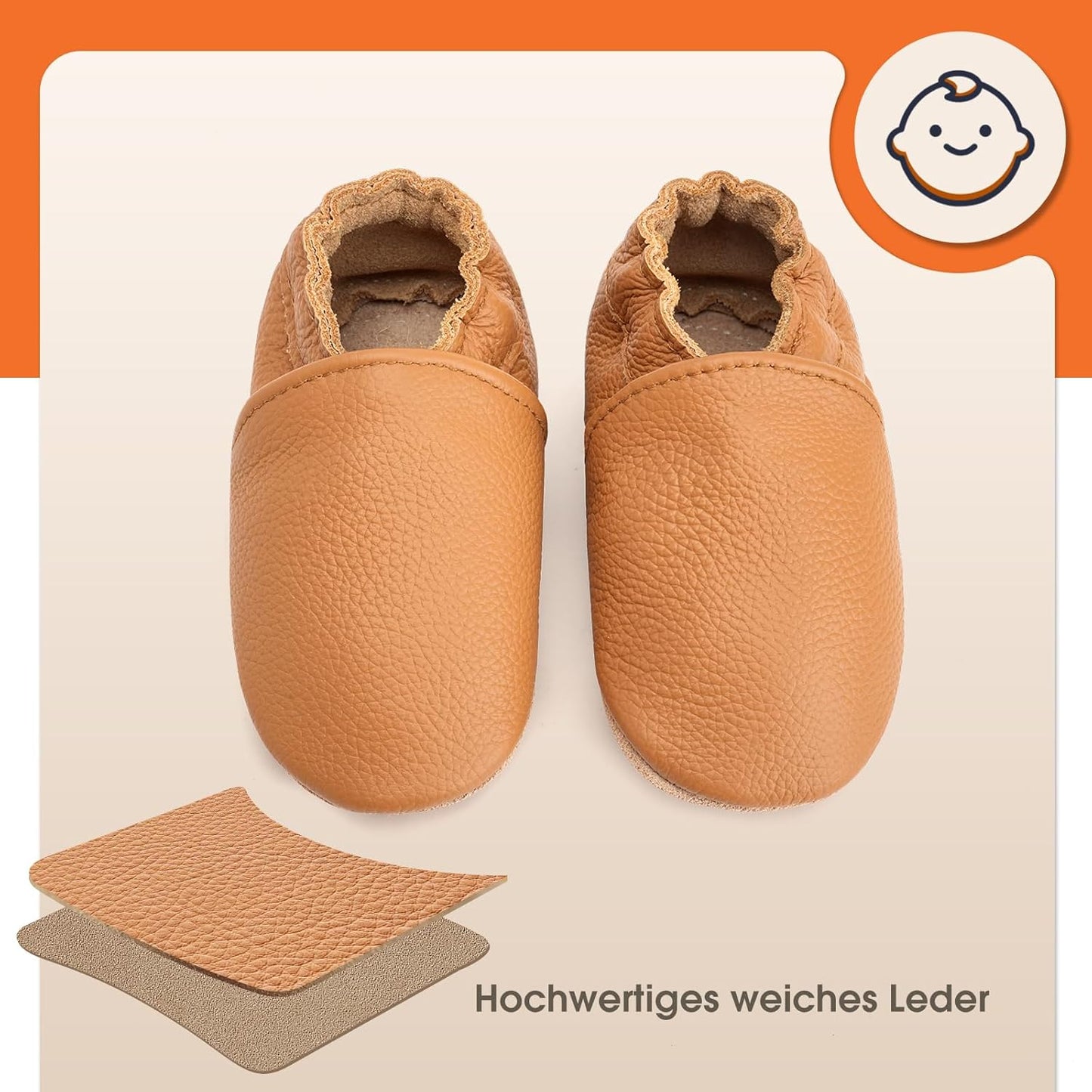 IceUnicorn Krabbelschuhe Baby Lauflernschuhe Weicher Leder Jungen Mädchen Lederschuhe Babys Rutschfeste Krabbelschuhe mit Gummisohle Babyschuhe