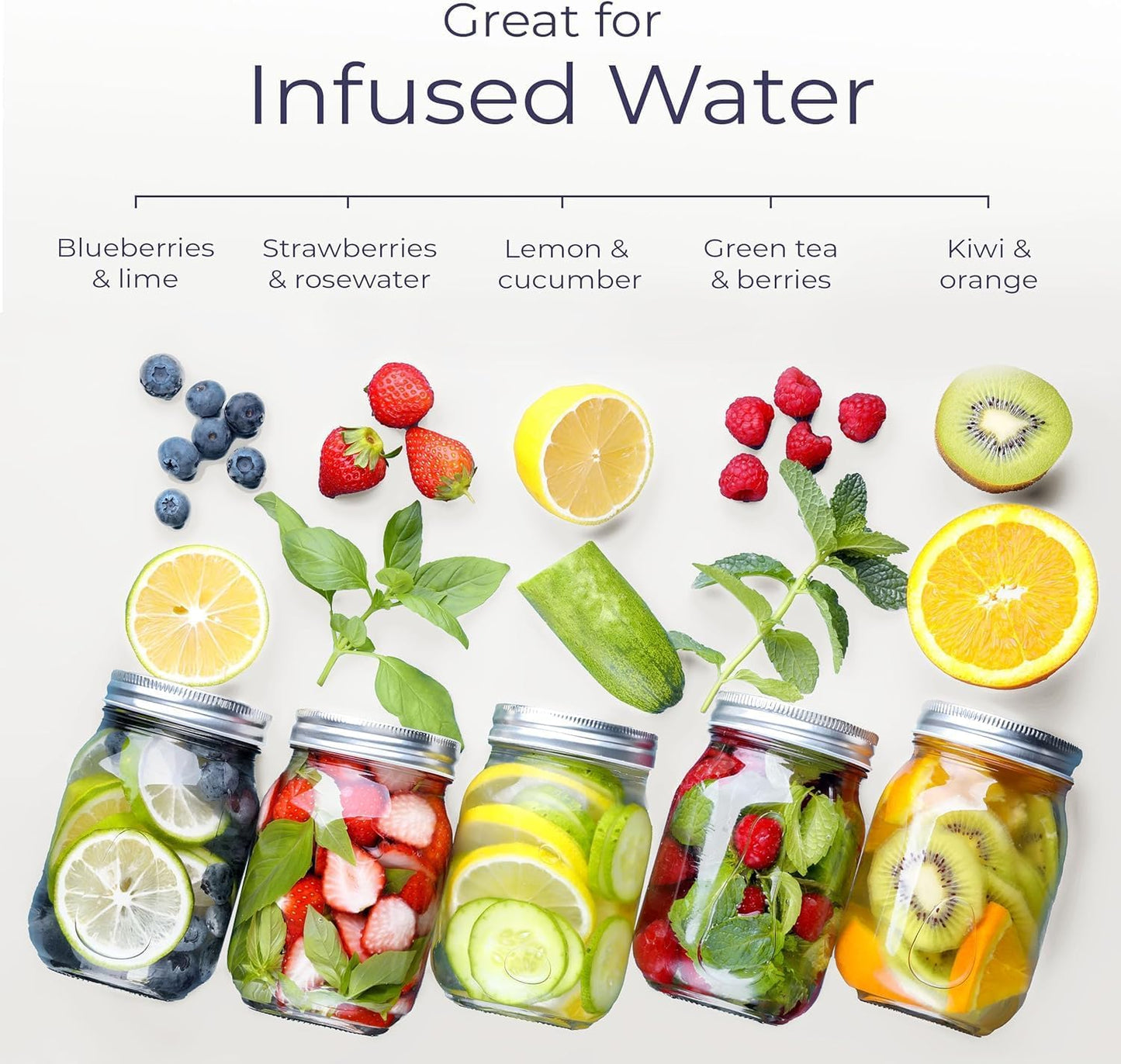 Mason Jar mit Deckeln - 490 ml Mehrzweck-Einmachgläser für Overnight Oats, Einlegen, Einmachen, Konservieren und Mahlzeitenvorbereitung - Luftdichte Einweckgläser (6er Pack - Normaler Deckel)