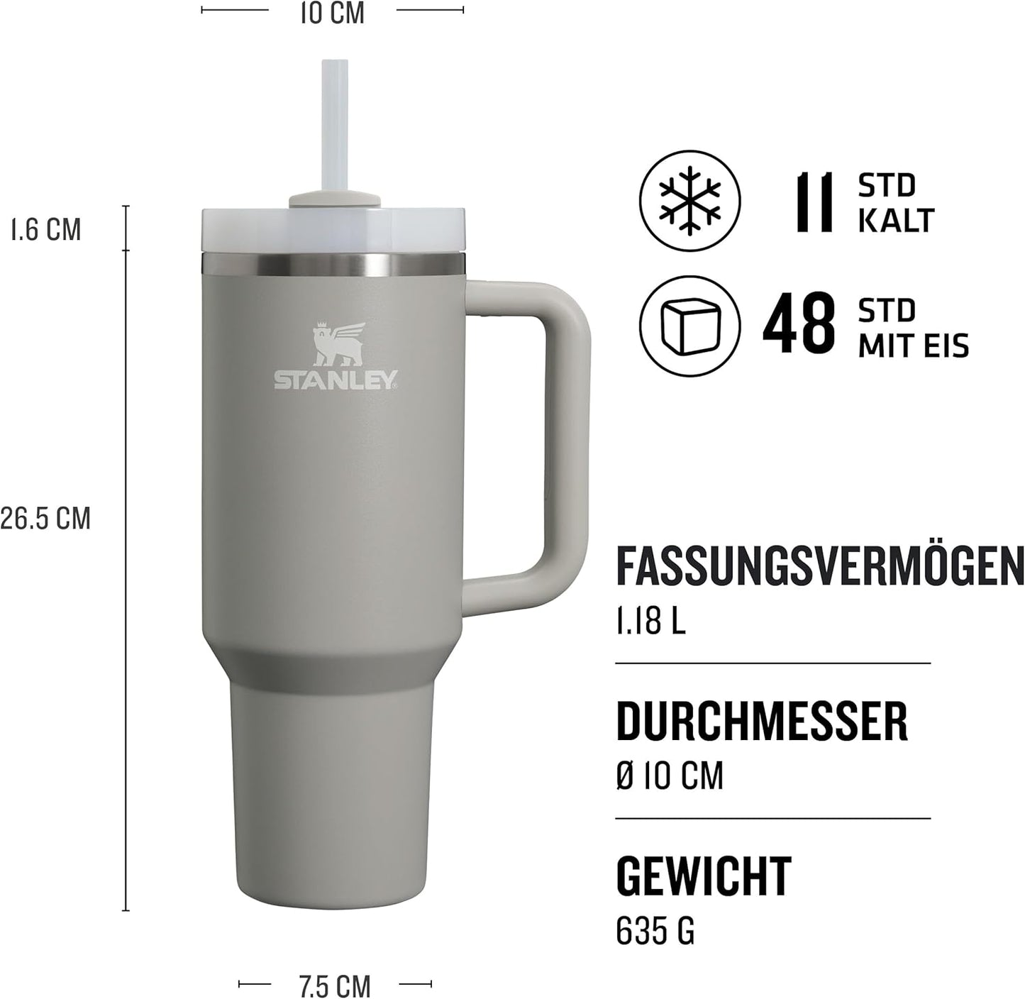 Stanley Quencher H2.0 Flowstate Trinkflasche Mit Strohhalm 1.2L - Thermobecher Kühlt 11 Stunden - 48 Stunden Eisgekühlt - Spülmaschinenfest - Thermosflasche BPA Frei - Edelstahl Trinkbecher