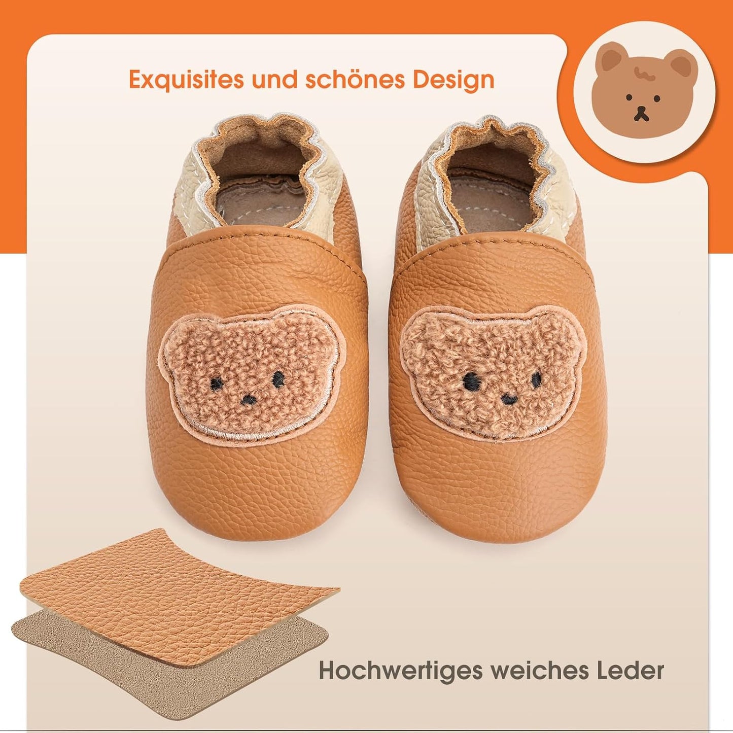 IceUnicorn Krabbelschuhe Baby Lauflernschuhe Weicher Leder Jungen Mädchen Lederschuhe Babys Rutschfeste Krabbelschuhe mit Gummisohle Babyschuhe