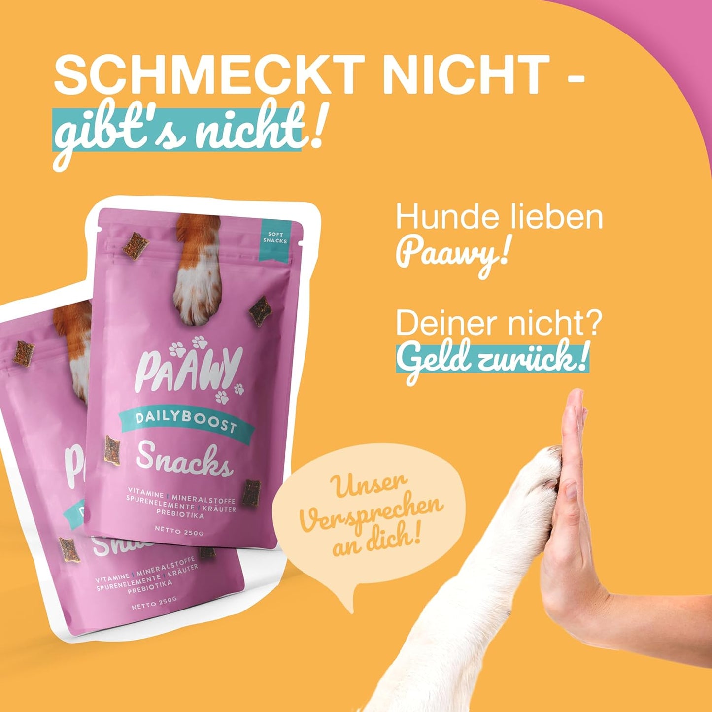 DailyBoost Snacks - Vitamin-B Komplex für Hunde - 29 Vitamine, Mineralien & Kräuter - Multivitamin für Hunde - Vitamin B1, B2, B3, B5, B6, B7, B9, B12 - Mit Prebiotika, Glucosamin & Chondroitin