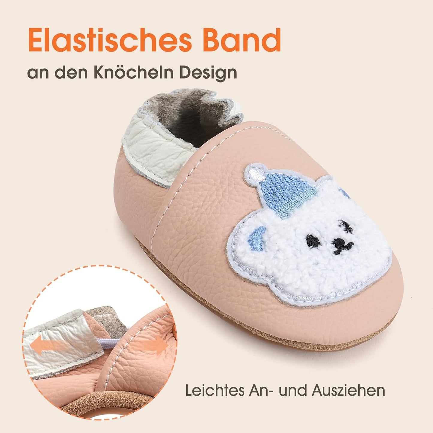 IceUnicorn Krabbelschuhe Baby Lauflernschuhe Weicher Leder Jungen Mädchen Lederschuhe Babys Rutschfeste Krabbelschuhe mit Gummisohle Babyschuhe