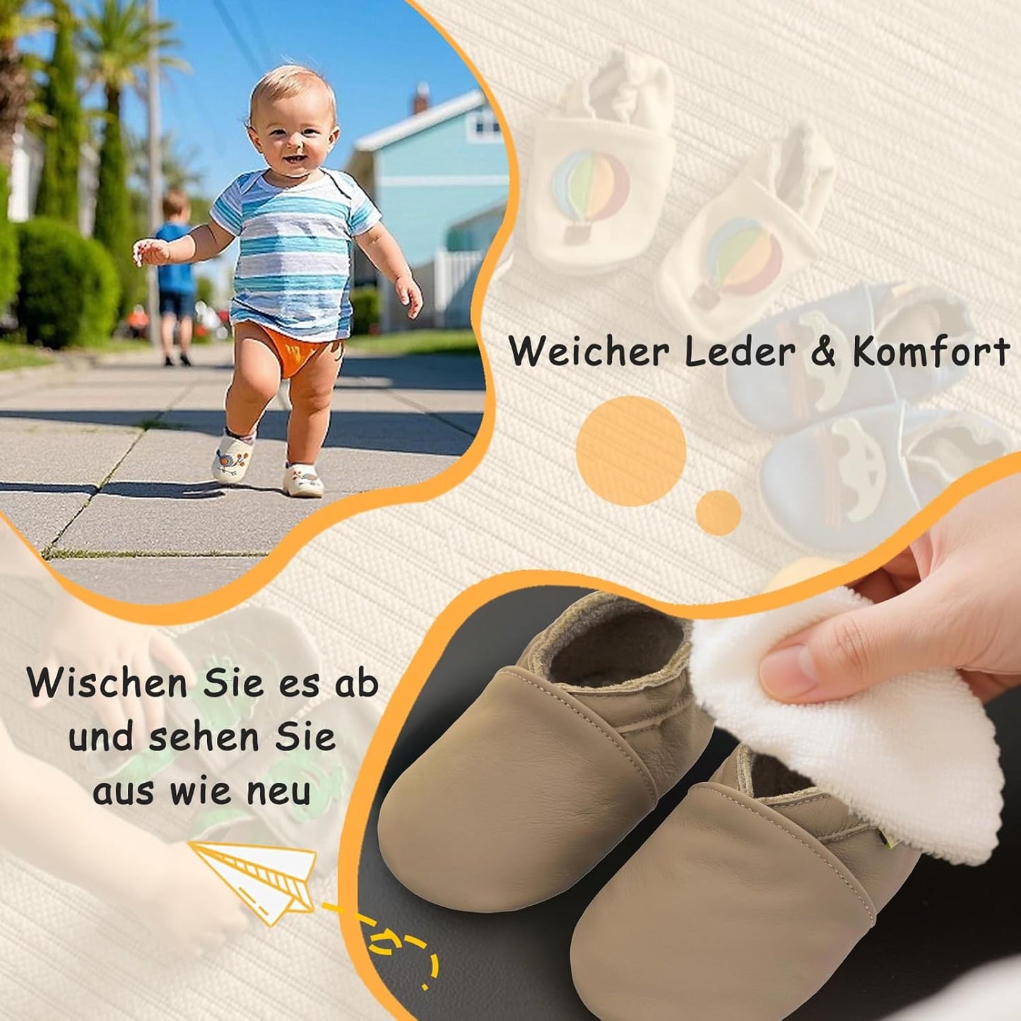 Yalion Baby Junge Mädchen Weicher Leder Lauflernschuhe Krabbelschuhe Babyhausschuhe mit Wildledersohlen Multi-Stil