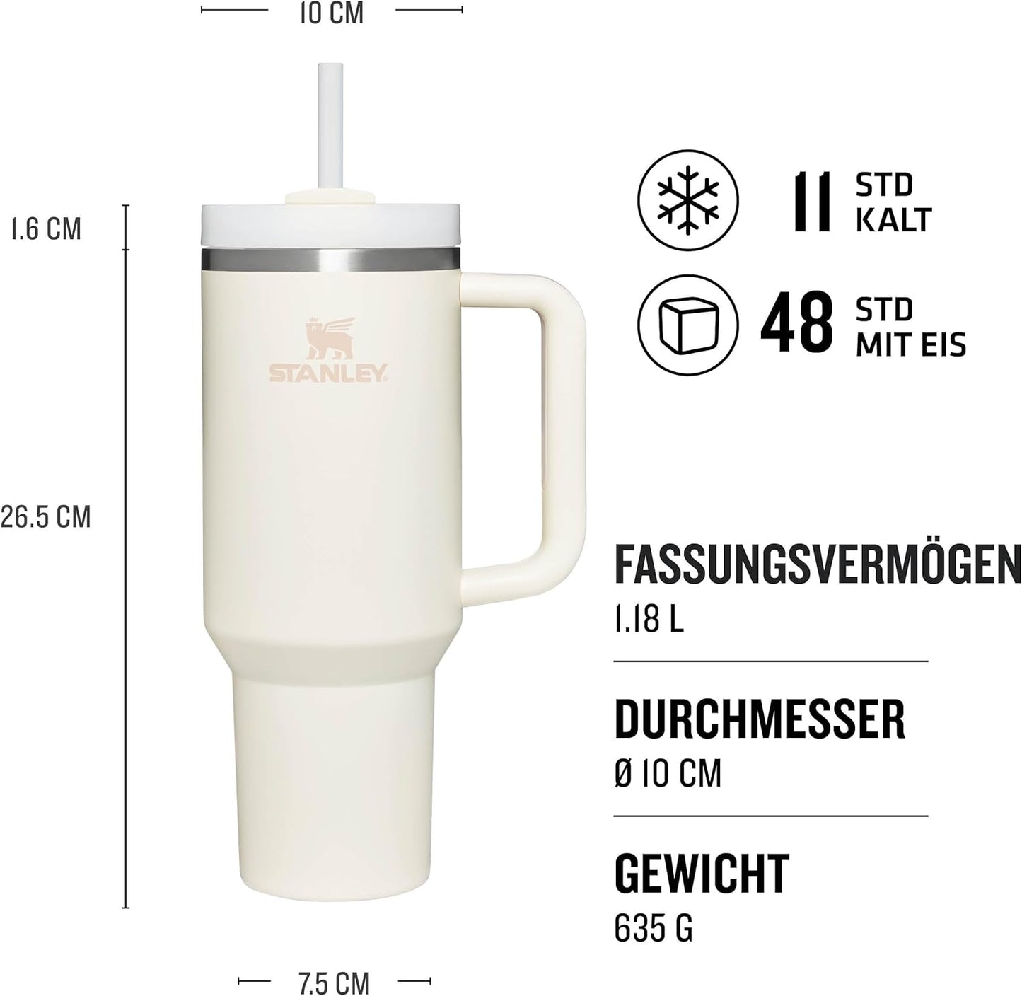 Stanley Quencher H2.0 Flowstate Trinkflasche Mit Strohhalm 1.2L - Thermobecher Kühlt 11 Stunden - 48 Stunden Eisgekühlt - Spülmaschinenfest - Thermosflasche BPA Frei - Edelstahl Trinkbecher