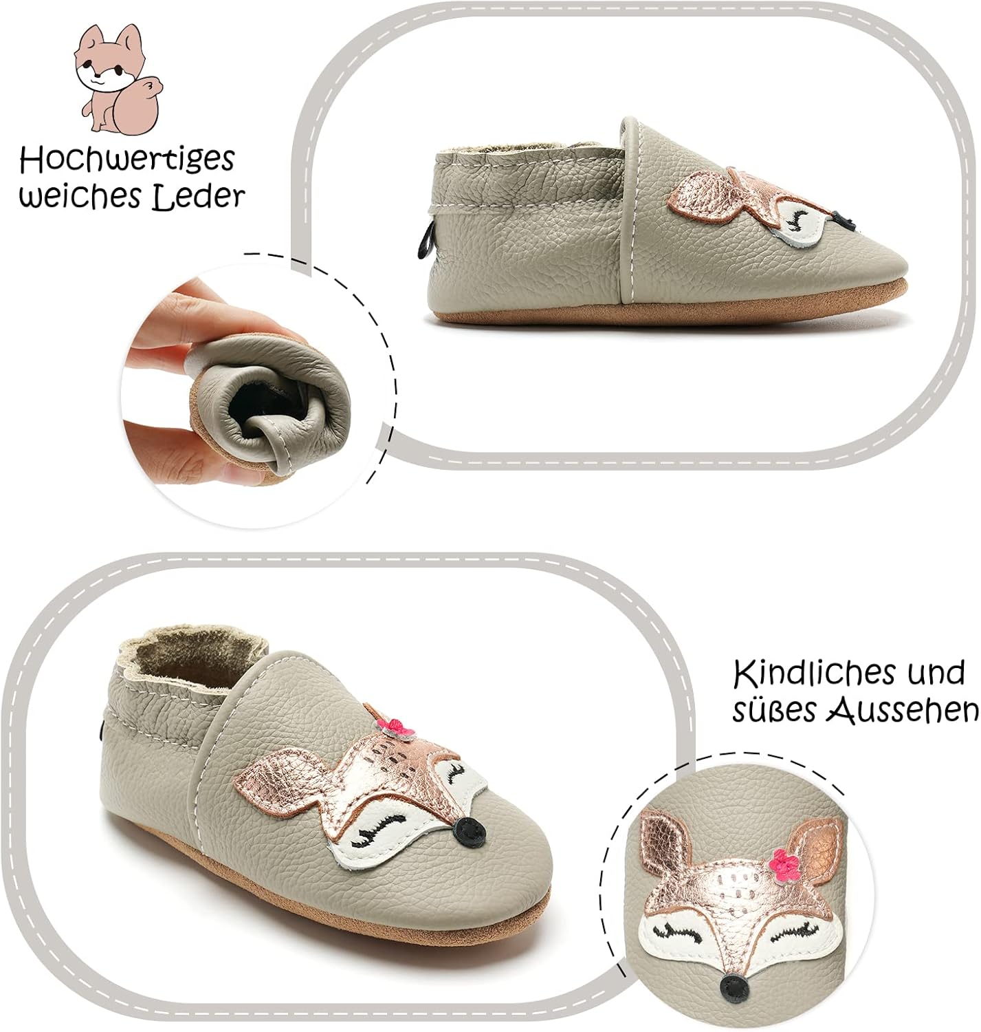 IceUnicorn Krabbelschuhe Baby Lauflernschuhe Jungen Mädchen Weicher Leder Babyhausschuhe Kleinkind Rutschfeste Lederschuhe Baby