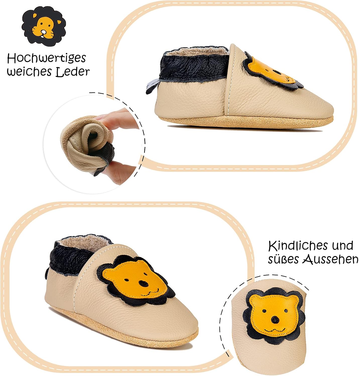 IceUnicorn Krabbelschuhe Baby Lauflernschuhe Jungen Mädchen Weicher Leder Babyhausschuhe Kleinkind Rutschfeste Lederschuhe Baby