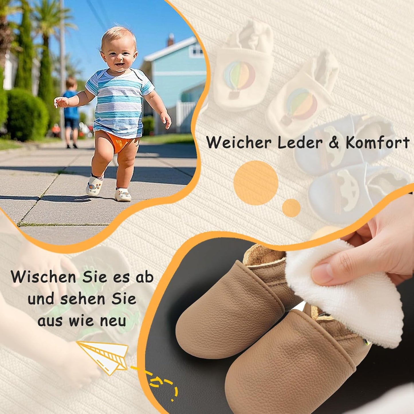 Yalion Baby Junge Mädchen Weicher Leder Lauflernschuhe Krabbelschuhe Babyhausschuhe mit Wildledersohlen Multi-Stil