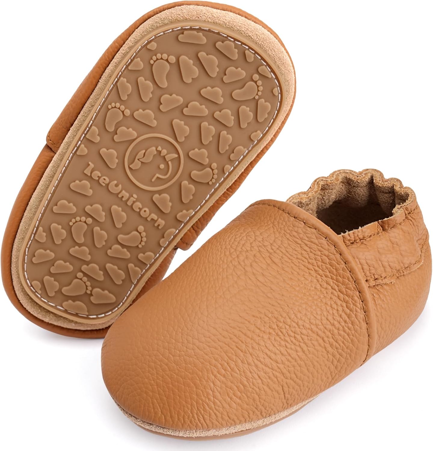 IceUnicorn Krabbelschuhe Baby Lauflernschuhe Weicher Leder Jungen Mädchen Lederschuhe Babys Rutschfeste Krabbelschuhe mit Gummisohle Babyschuhe