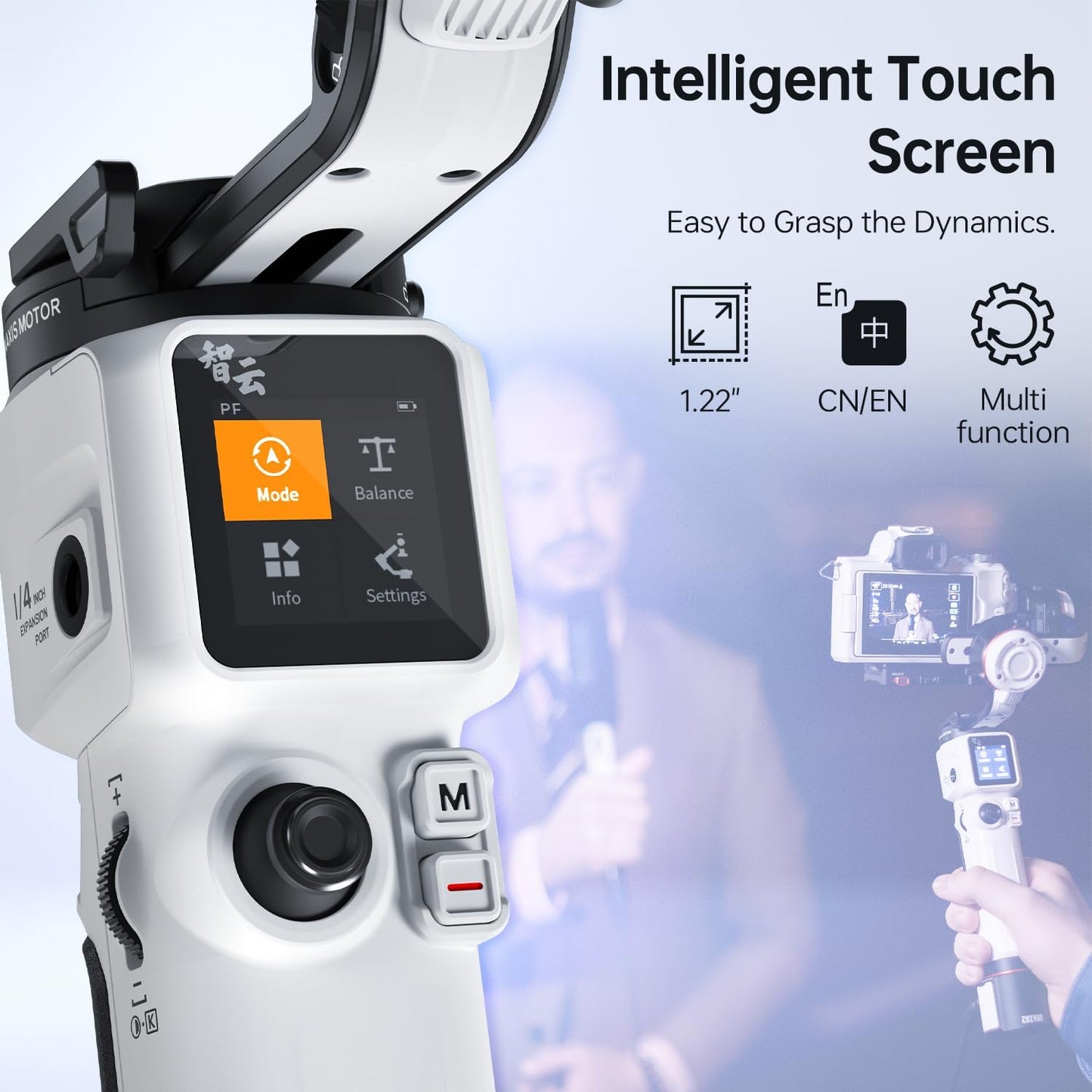 ZHIYUN Crane M3S [Official] Gimbal Stabiliser for Camera, 1000Lux Video Light/Bluetooth/1.22 Inch Screen, Lightweight 3-Axis Stabiliser for DSLR and Mirrorless Smartphone/Action Cam, 705 g