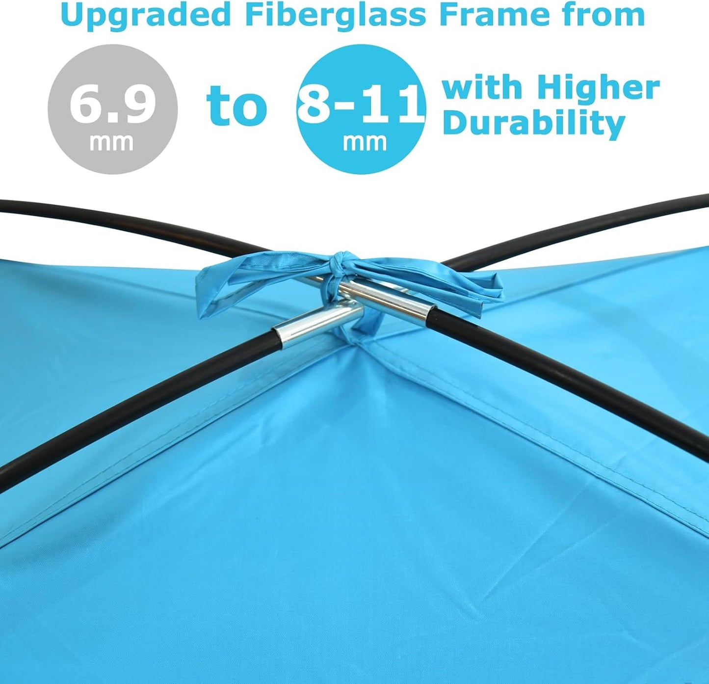 COMMOUDS Strandmuscheln für 3-4 Personen, Tragbarer Strandzelt mit UV-Schutz 50+, Familie Sonnenzelt Strand mit 3 Mesh Fenster, Schnelle Montage, Einfaches Tragen Schirm Strandmuschel für Outdoor