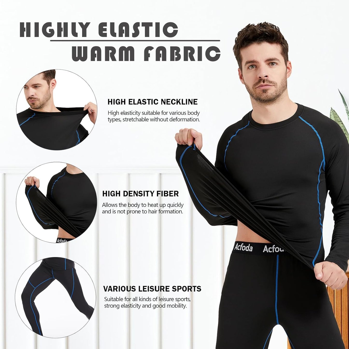 Ropa Interior Térmica Hombre Invierno Conjuntos Térmicos Esquí Funcional Interior Ropa S-2XL