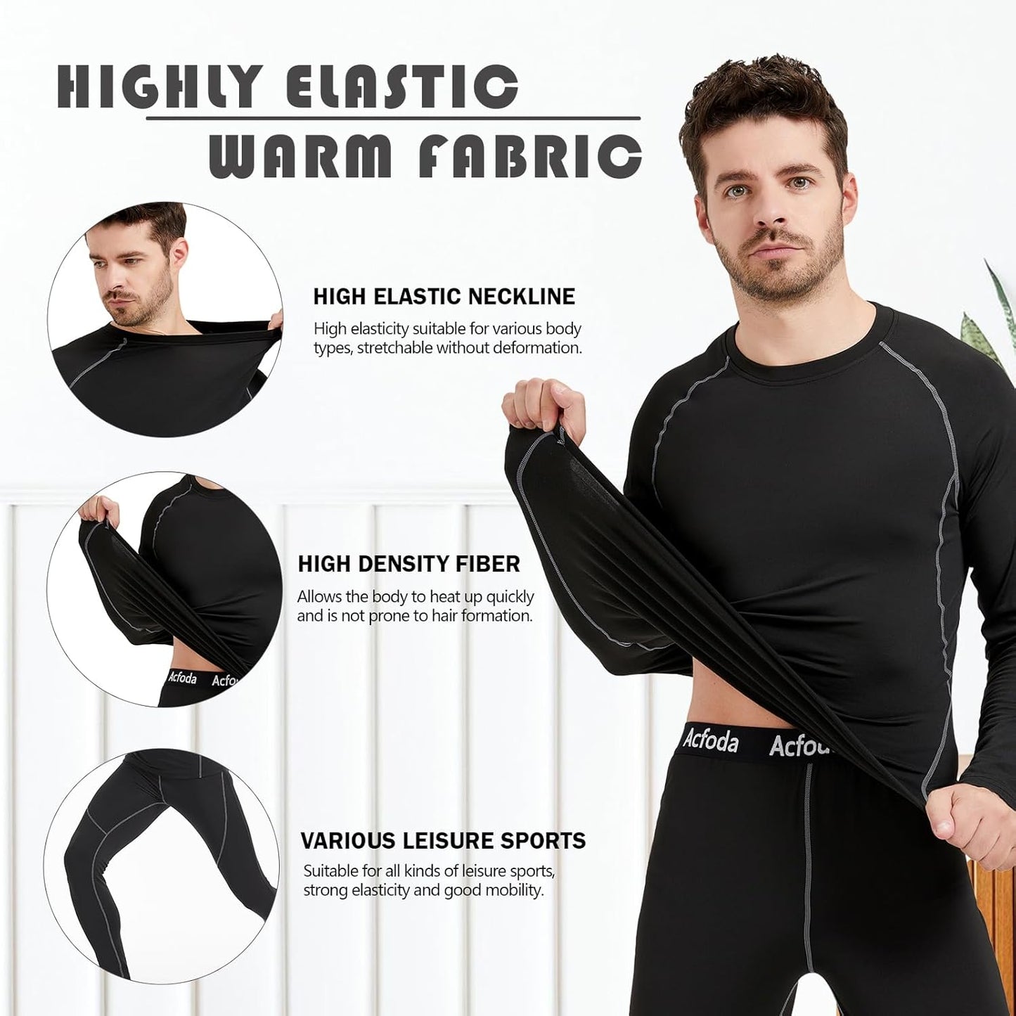 Ropa Interior Térmica Hombre Invierno Conjuntos Térmicos Esquí Funcional Interior Ropa S-2XL