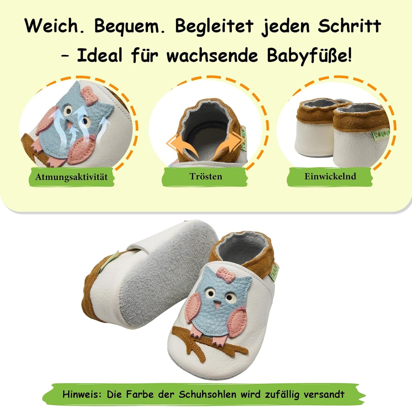 SAYOYO Weicher Leder Lauflernschuhe Krabbelschuhe Babyhausschuhe Kleinkind Lederschuhe Jungen und Mädchen, 21/22 (12-18) L Monate, Grau