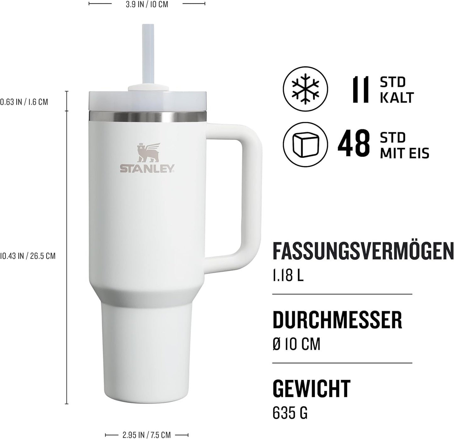 Stanley Quencher H2.0 Flowstate Trinkflasche Mit Strohhalm 1.2L - Thermobecher Kühlt 11 Stunden - 48 Stunden Eisgekühlt - Spülmaschinenfest - Thermosflasche BPA Frei - Edelstahl Trinkbecher