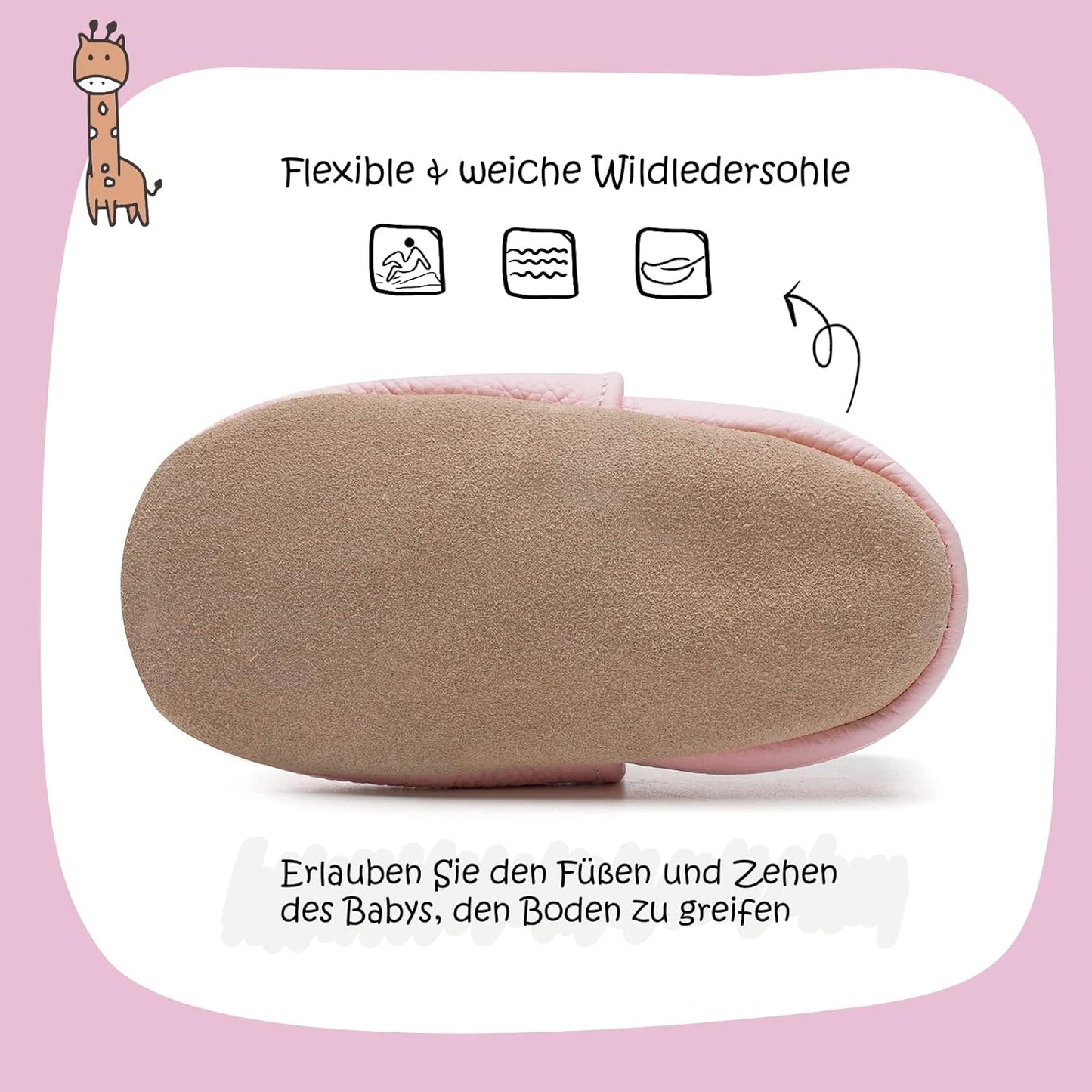 IceUnicorn Krabbelschuhe Baby Lauflernschuhe Jungen Mädchen Weicher Leder Babyhausschuhe Kleinkind Rutschfeste Lederschuhe Baby