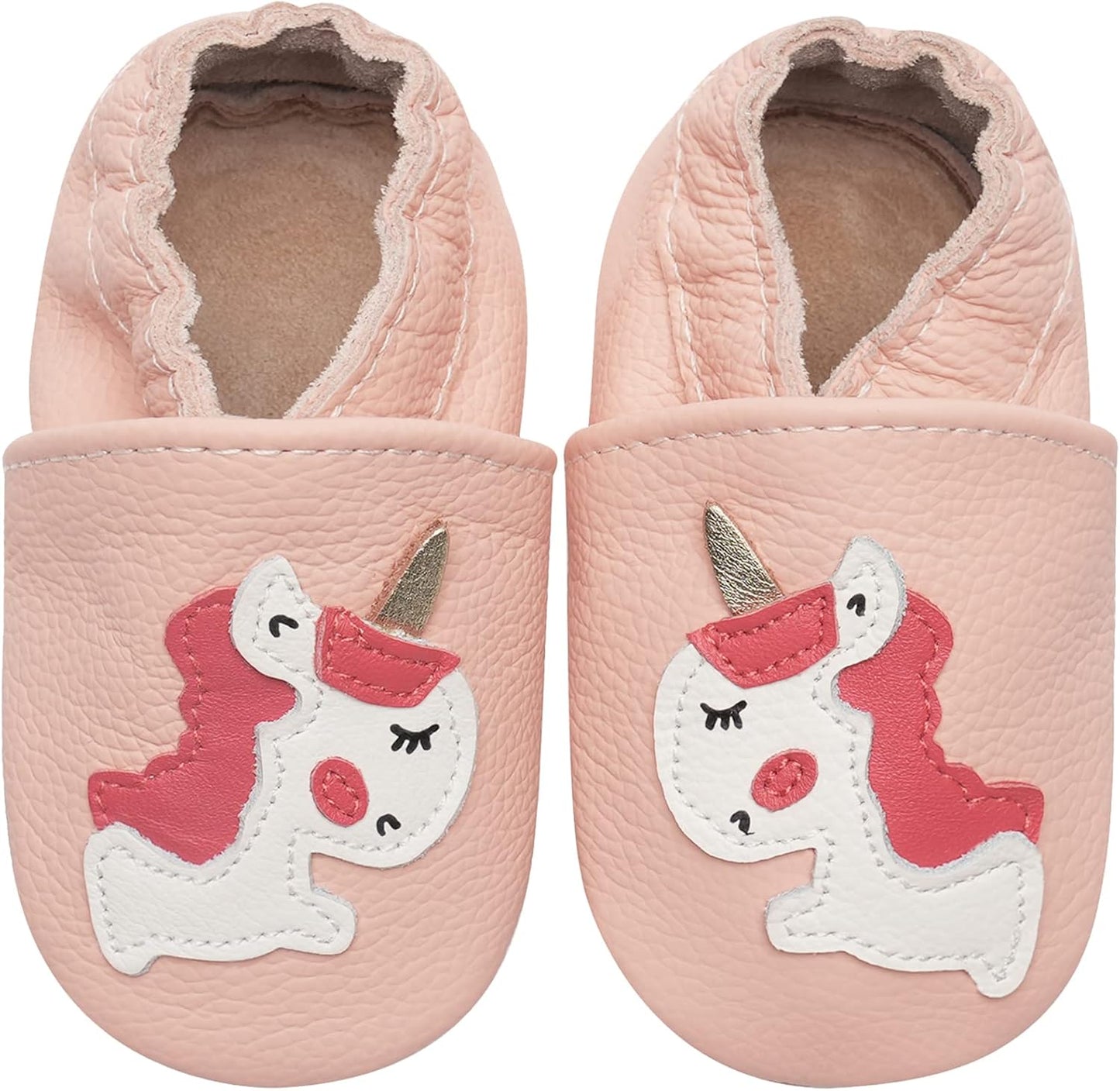IceUnicorn Krabbelschuhe Baby Lauflernschuhe Jungen Mädchen Weicher Leder Babyhausschuhe Kleinkind Rutschfeste Lederschuhe Baby