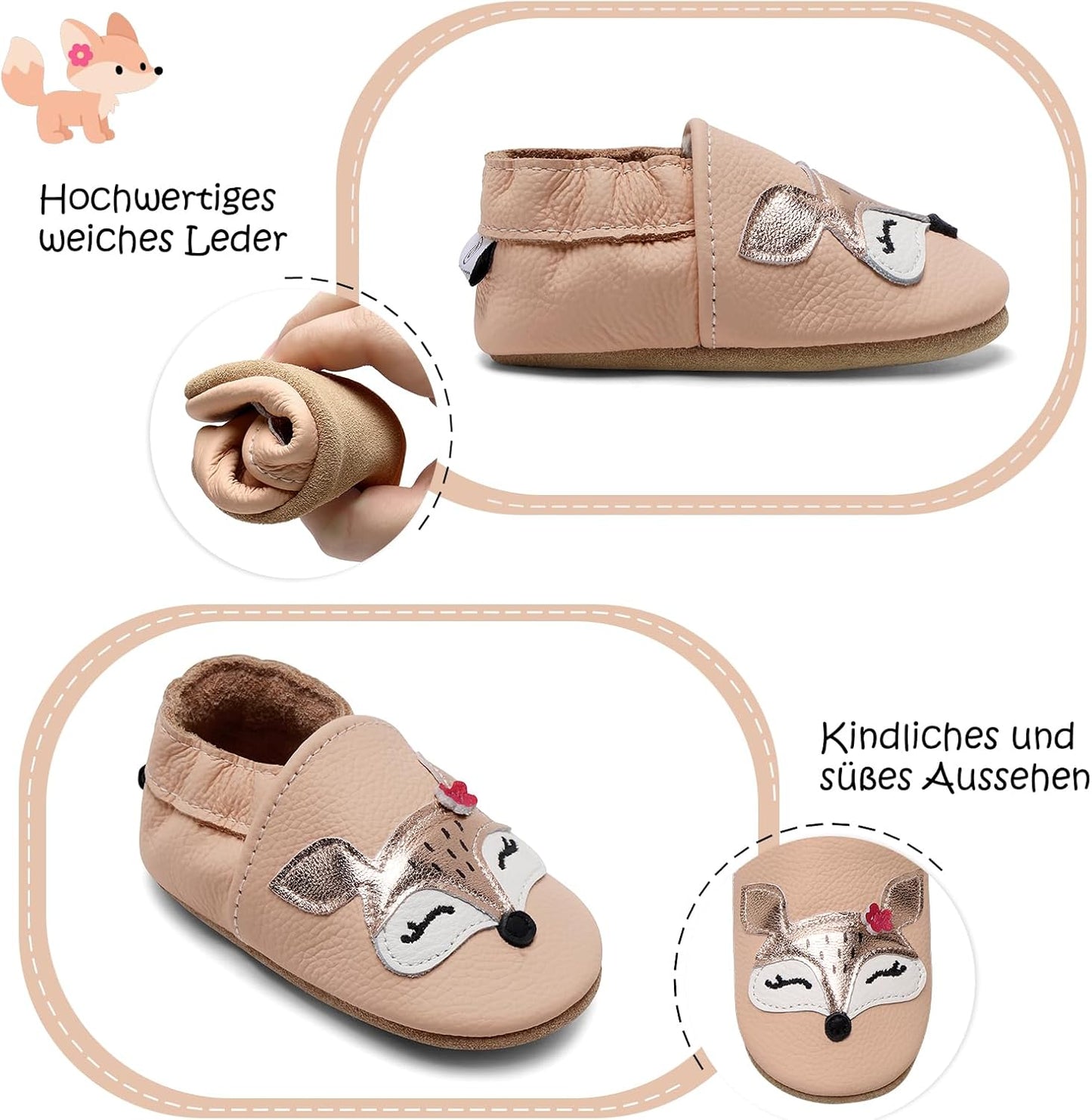 IceUnicorn Krabbelschuhe Baby Lauflernschuhe Jungen Mädchen Weicher Leder Babyhausschuhe Kleinkind Rutschfeste Lederschuhe Baby