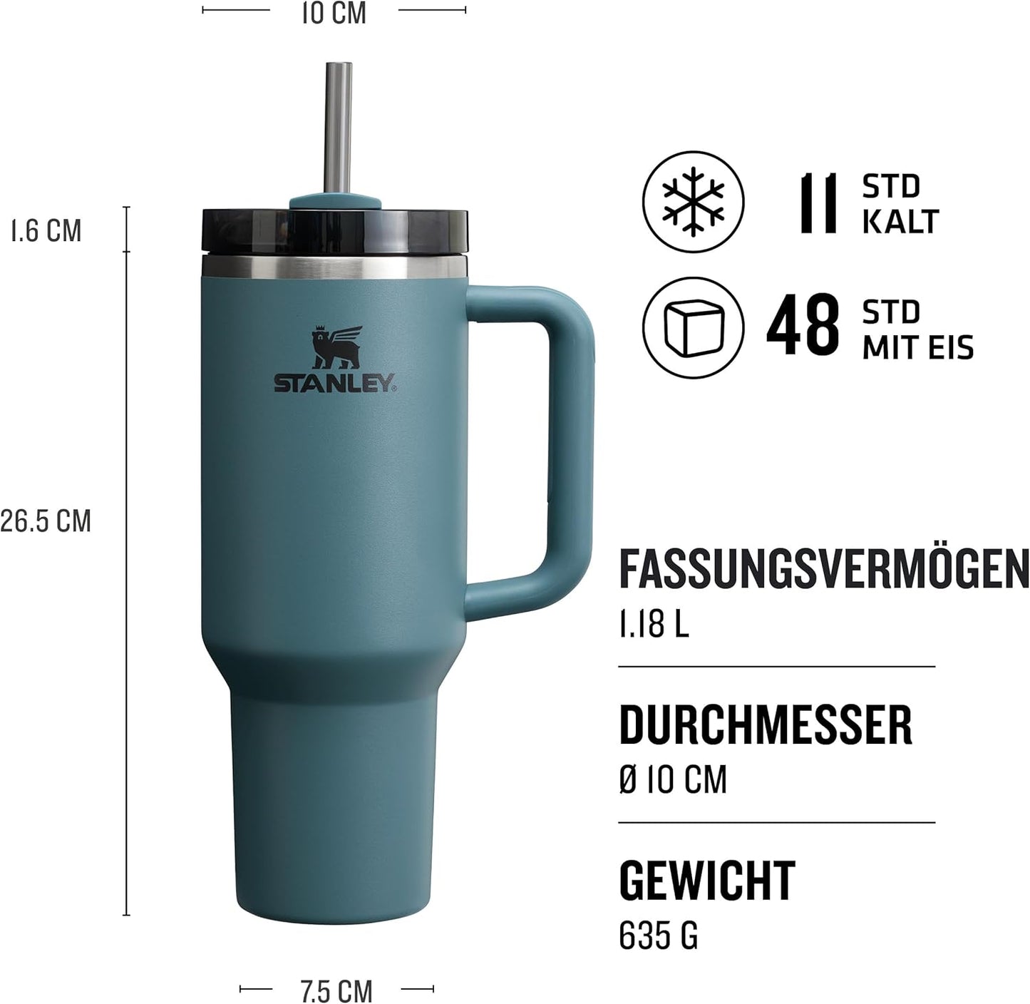Stanley Quencher H2.0 Flowstate Trinkflasche Mit Strohhalm 1.2L - Thermobecher Kühlt 11 Stunden - 48 Stunden Eisgekühlt - Spülmaschinenfest - Thermosflasche BPA Frei - Edelstahl Trinkbecher
