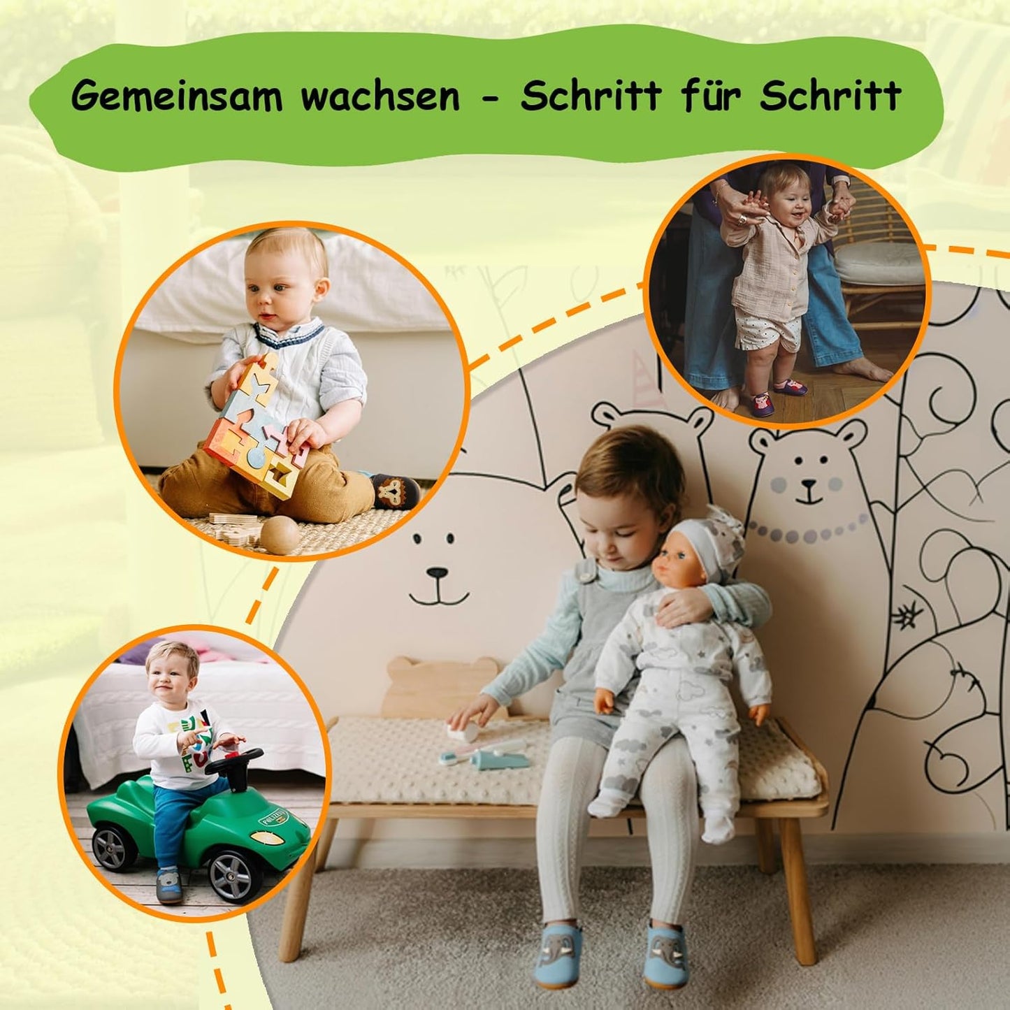 SAYOYO Weicher Leder Lauflernschuhe Krabbelschuhe Babyhausschuhe Kleinkind Lederschuhe Jungen und Mädchen, 21/22 (12-18) L Monate, Grau