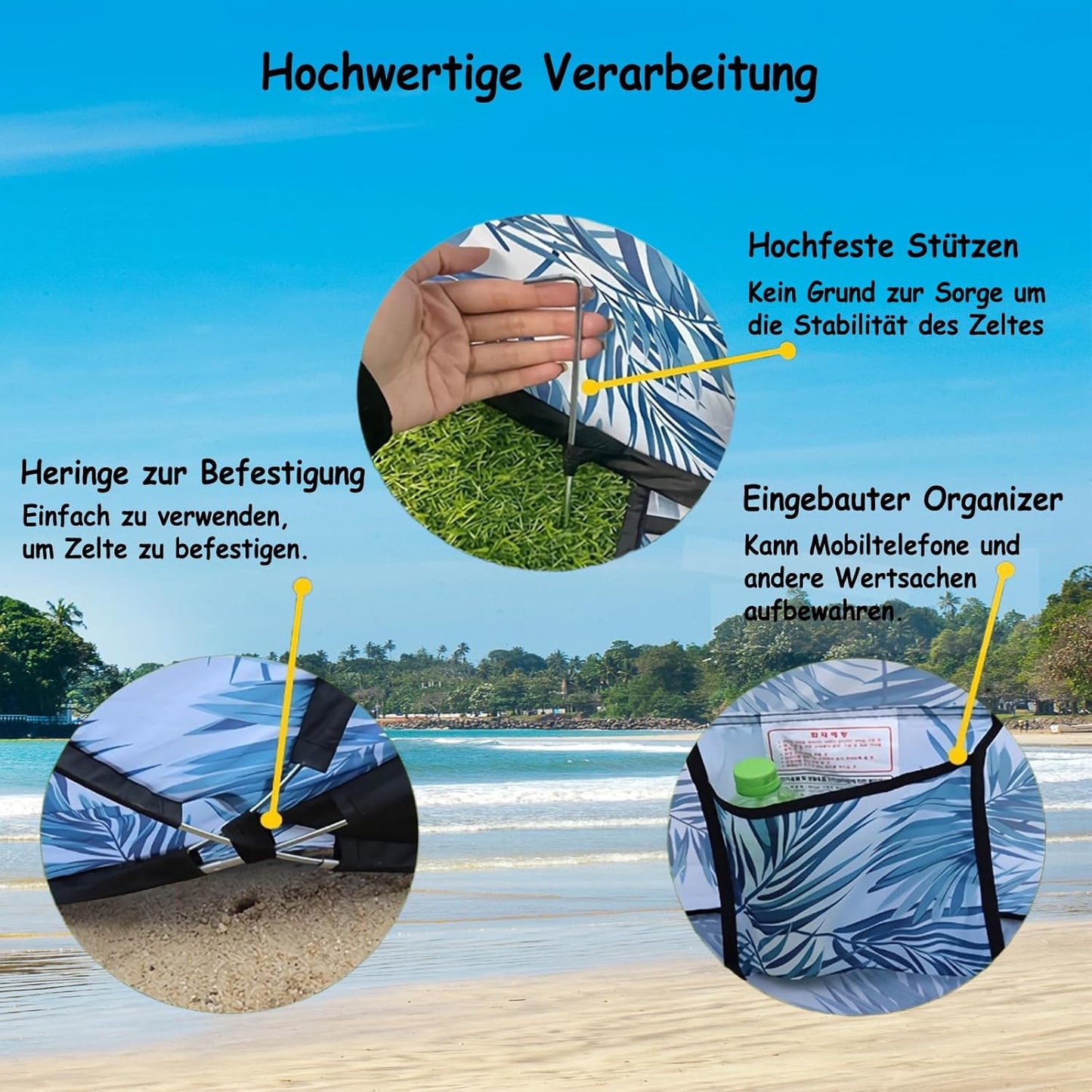 Strandmuschel Pop Up Strandzelt UV Schutz Wurfzelt Wetter Leicht Strandzelt Für Garten Strand
