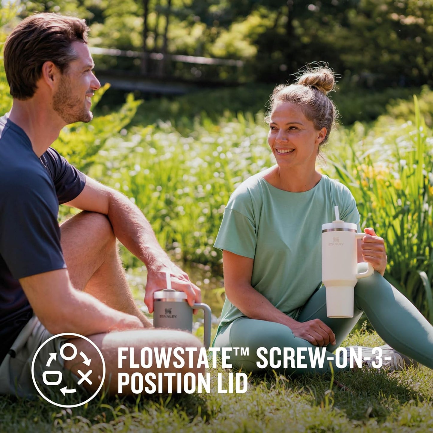 Stanley Quencher H2.0 Flowstate Trinkflasche Mit Strohhalm 1.2L - Thermobecher Kühlt 11 Stunden - 48 Stunden Eisgekühlt - Spülmaschinenfest - Thermosflasche BPA Frei - Edelstahl Trinkbecher