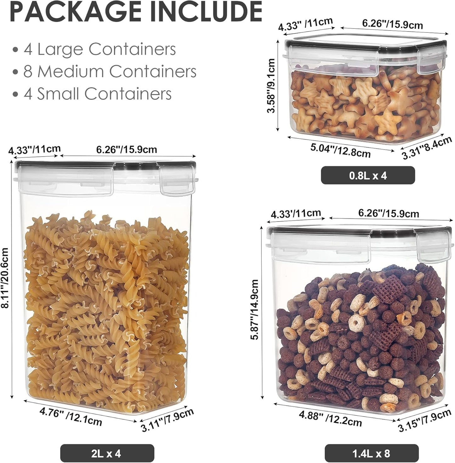 Vtopmart Vorratsdosen mit Deckel Luftdicht, Set mit 24 Vorratsbehälter, BPA-frei, Küchen Aufbewahrungsboxen für Mehl, Zucker, Körner, Mit Schreibstift und Etikett