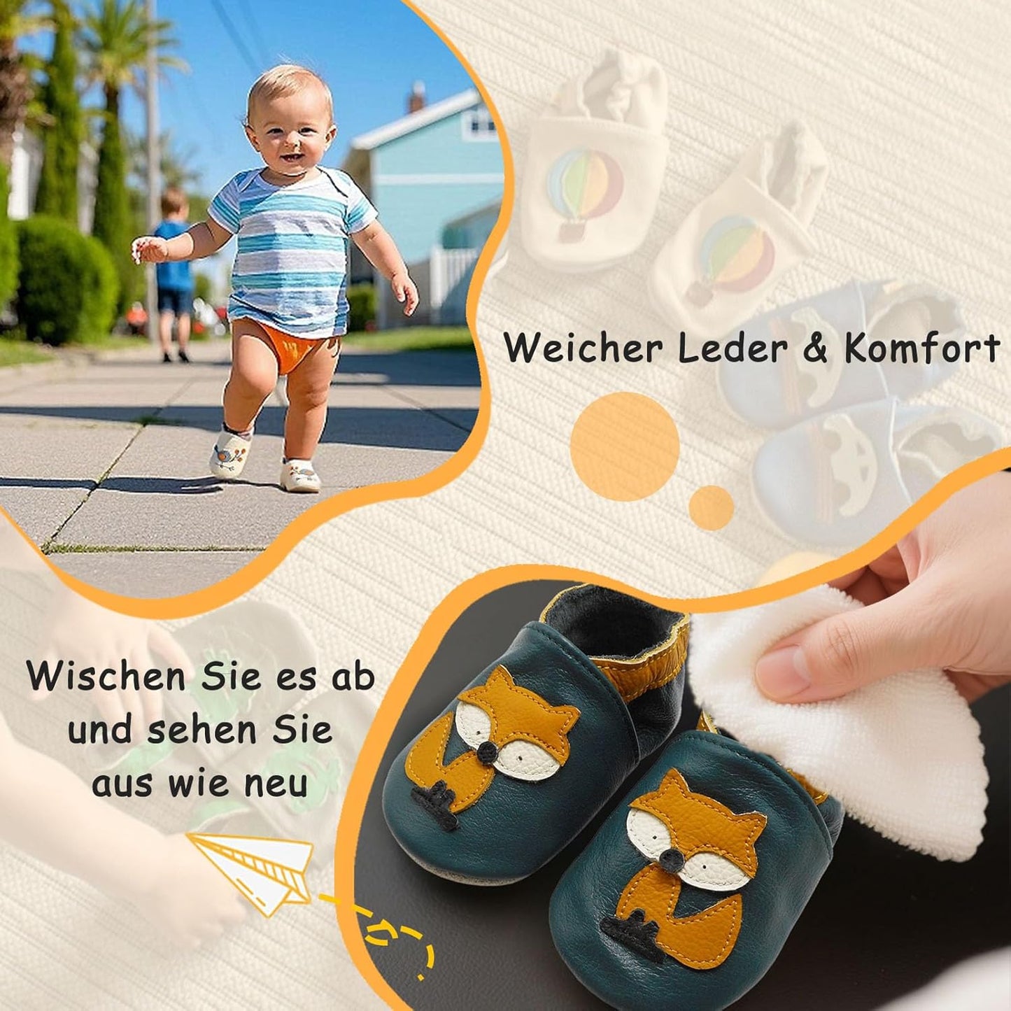Yalion Baby Junge Mädchen Weicher Leder Lauflernschuhe Krabbelschuhe Babyhausschuhe mit Wildledersohlen Multi-Stil