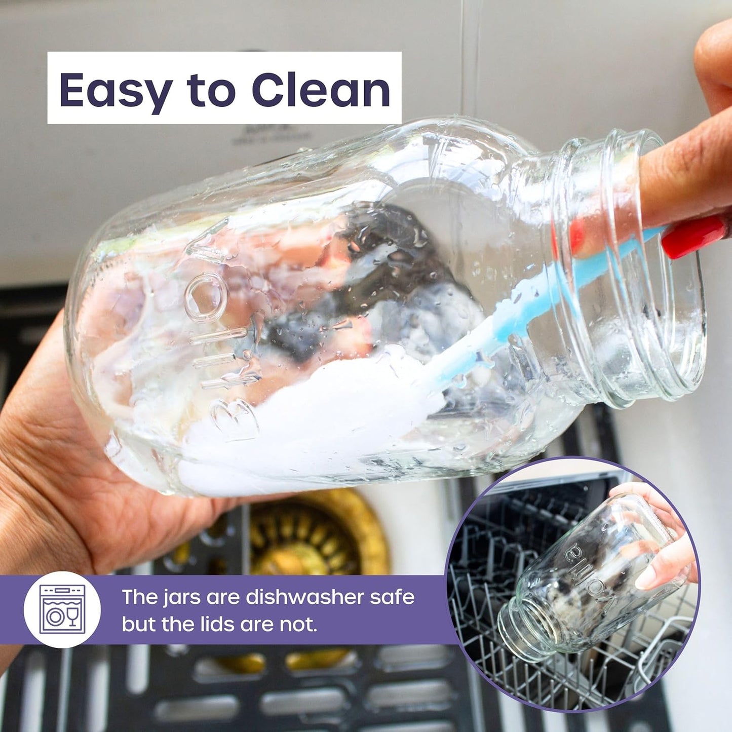 Mason Jar mit Deckeln - 490 ml Mehrzweck-Einmachgläser für Overnight Oats, Einlegen, Einmachen, Konservieren und Mahlzeitenvorbereitung - Luftdichte Einweckgläser (6er Pack - Normaler Deckel)