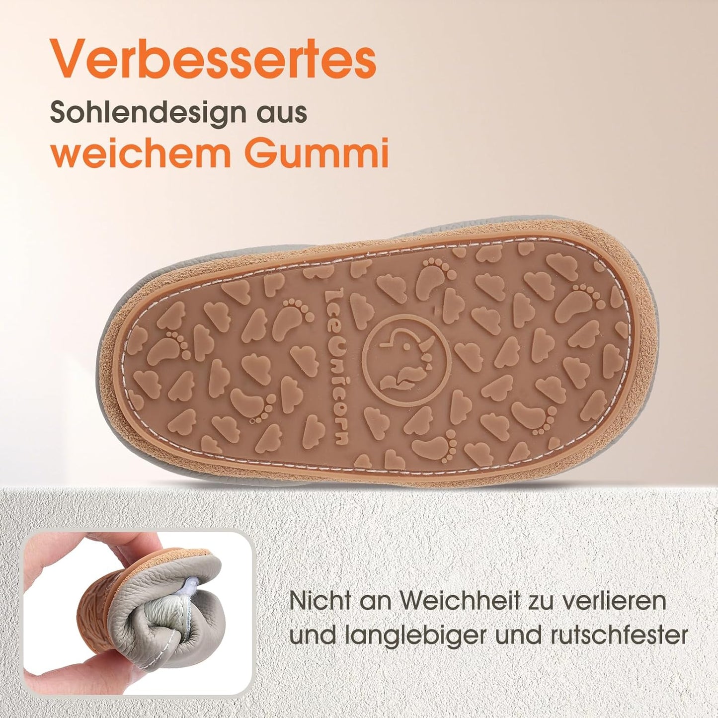 IceUnicorn Krabbelschuhe Baby Lauflernschuhe Weicher Leder Jungen Mädchen Lederschuhe Babys Rutschfeste Krabbelschuhe mit Gummisohle Babyschuhe