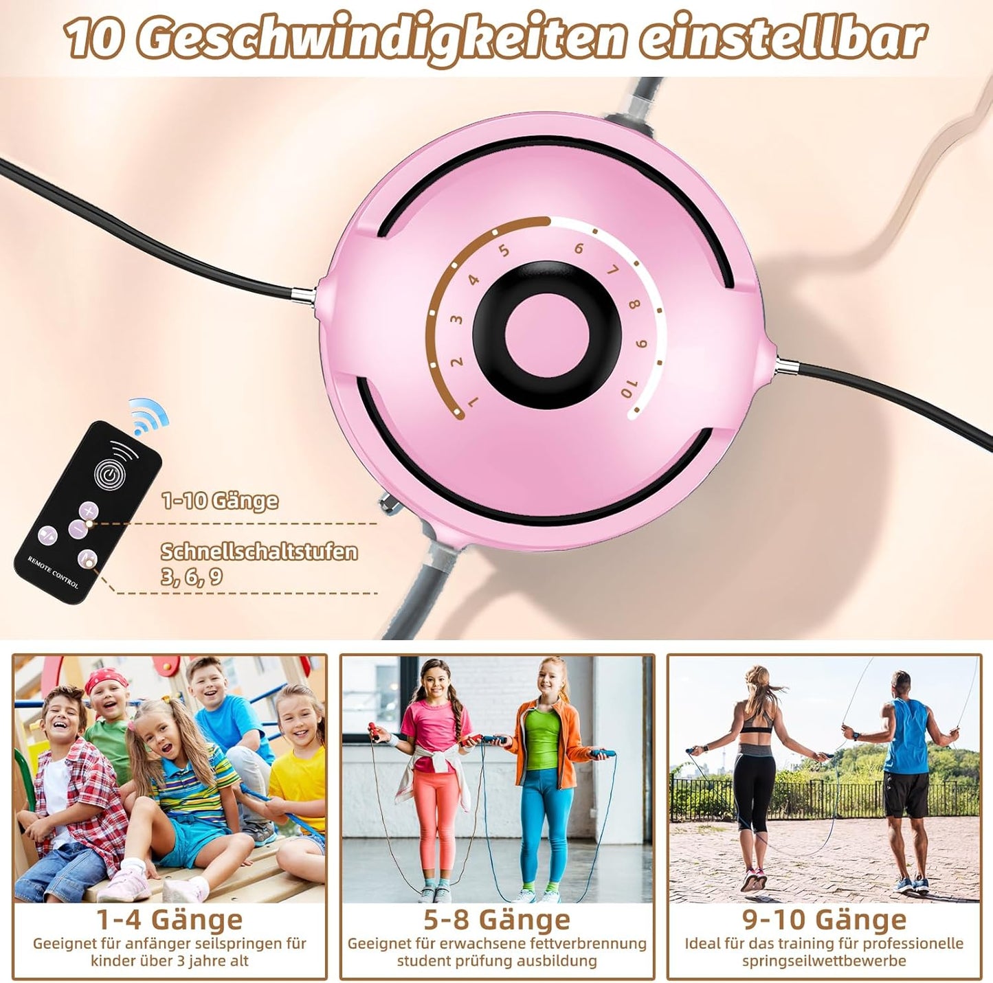YOOHBERRYS Elektronische Springseil, Bluetooth Smart Jump Rope Machine, Intelligente Automatische Springseilmaschine mit LED-Anzeigezähler, Elektrische Rotierende Workout Skipping Rope