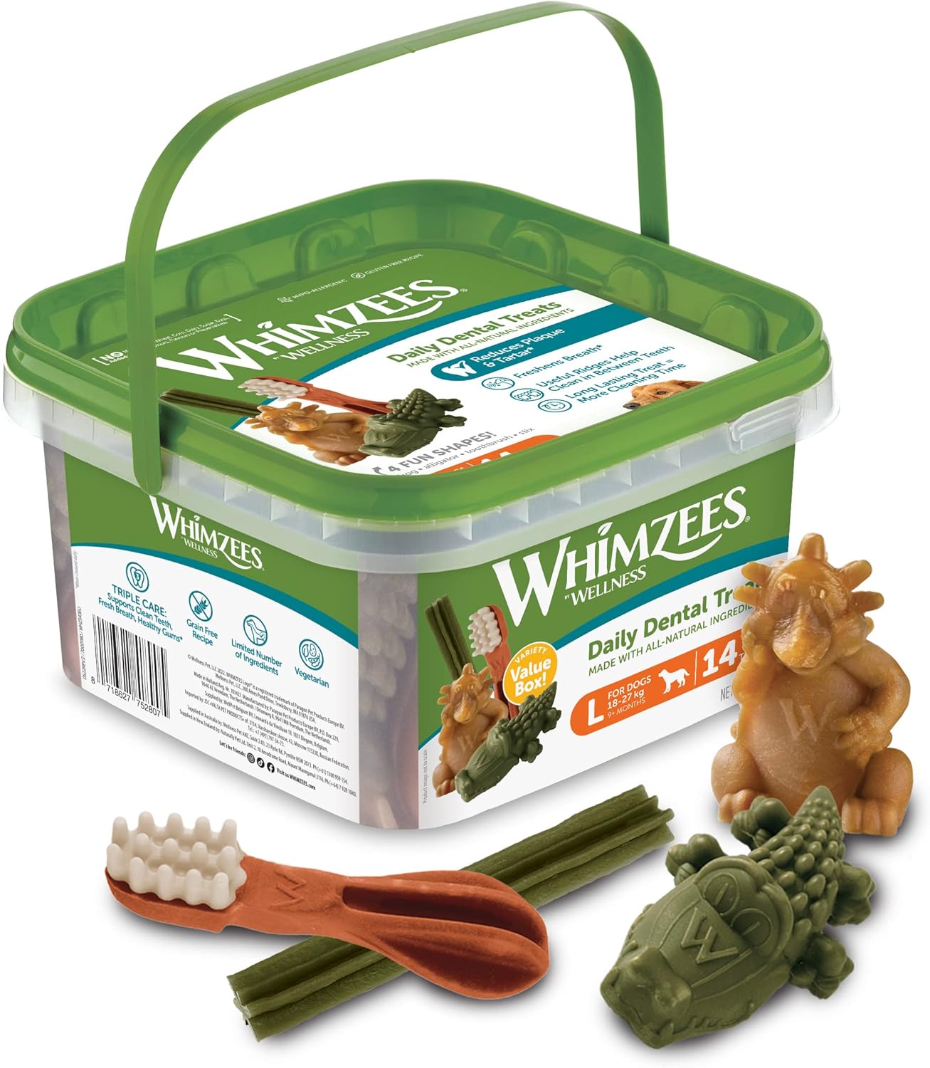 WHIMZEES By Wellness Gemischte Vielfaltsbox, Kaustangen für kleine Hunde zur Zahnpflege, Größe S, 56 Stück, ohne Zuckerzusatz, getreidefrei, natürlich, fettarm