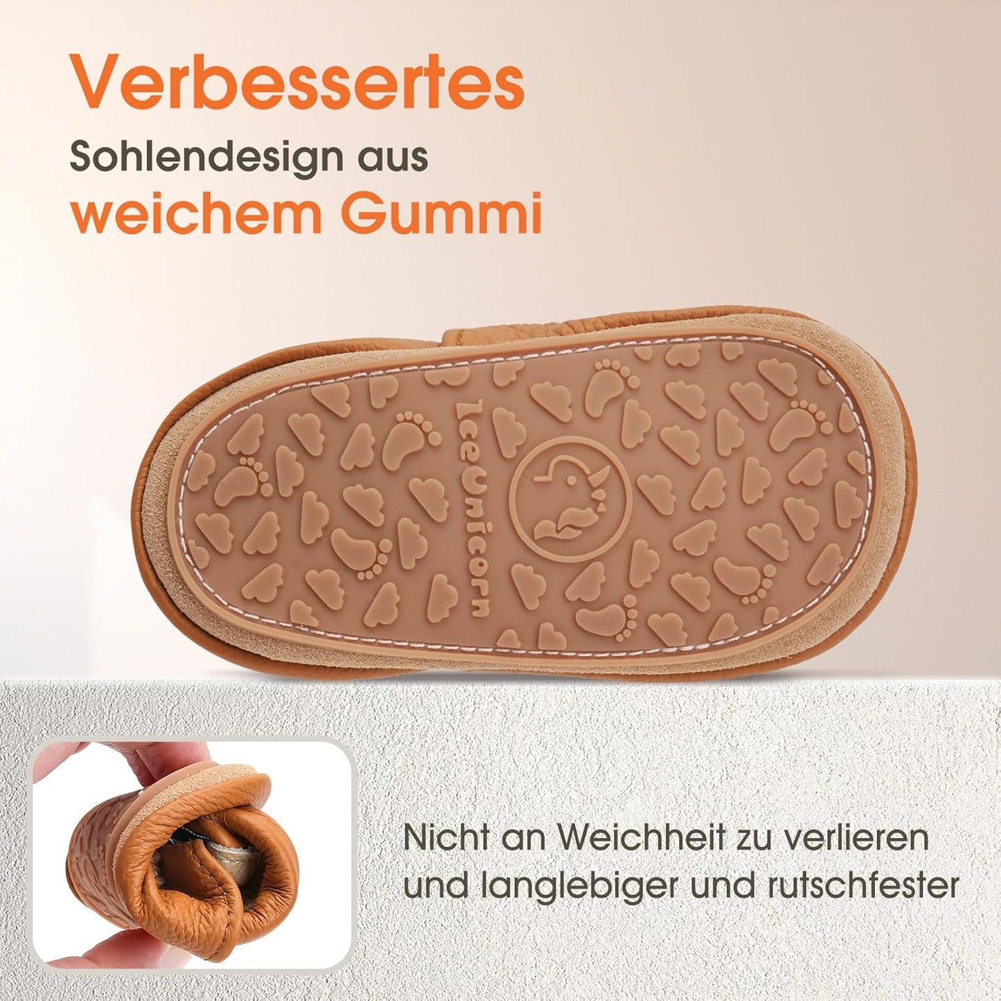 IceUnicorn Krabbelschuhe Baby Lauflernschuhe Weicher Leder Jungen Mädchen Lederschuhe Babys Rutschfeste Krabbelschuhe mit Gummisohle Babyschuhe