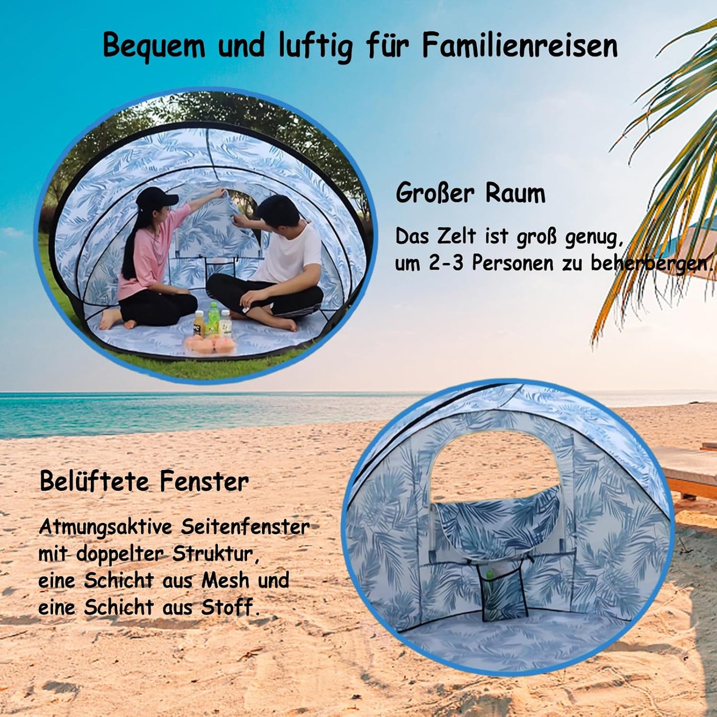 Strandmuschel Pop Up Strandzelt UV Schutz Wurfzelt Wetter Leicht Strandzelt Für Garten Strand