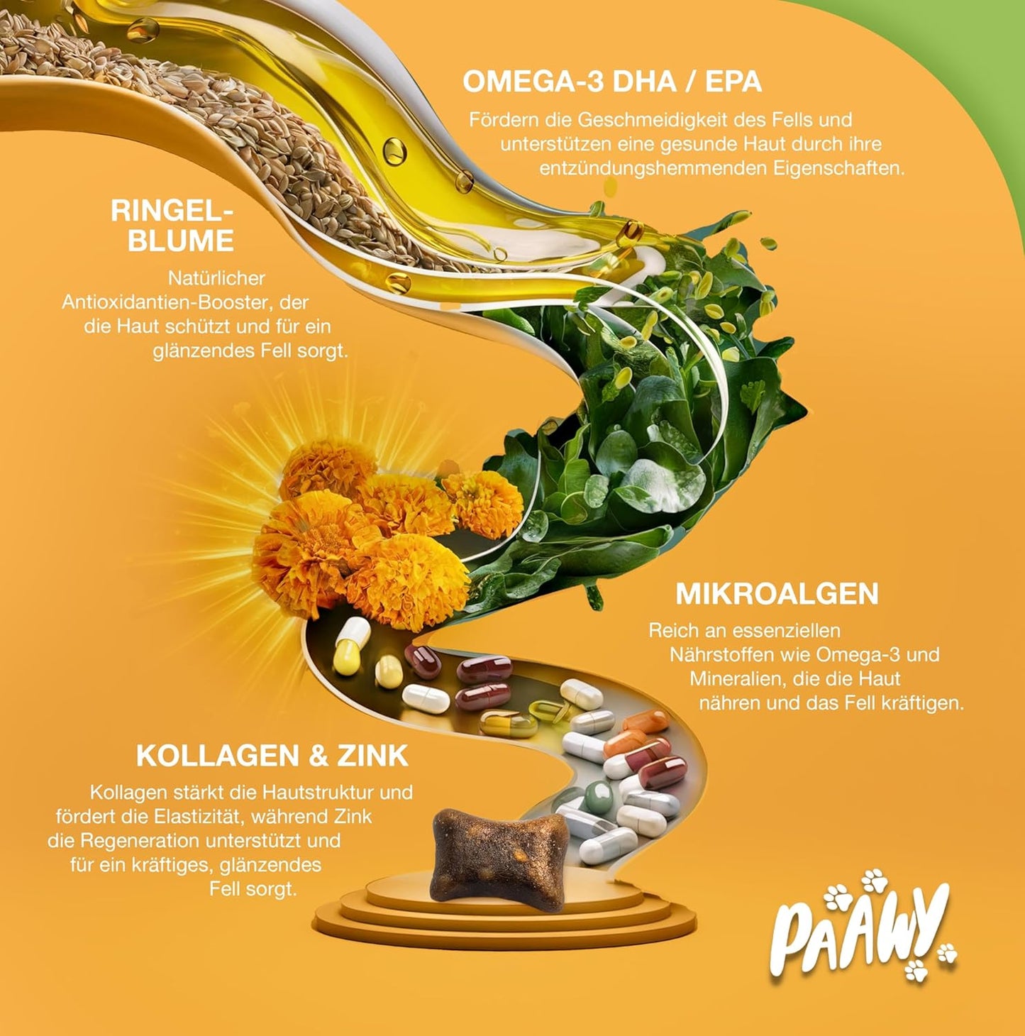 Fellpracht Snacks – Unterstützt Haut & Fell deines Hundes – Nahrungsergänzung mit Lachsöl, Bierhefe, Biotin, Omega-3 & Zink – Gegen Juckreiz, Haarausfall & Allergien