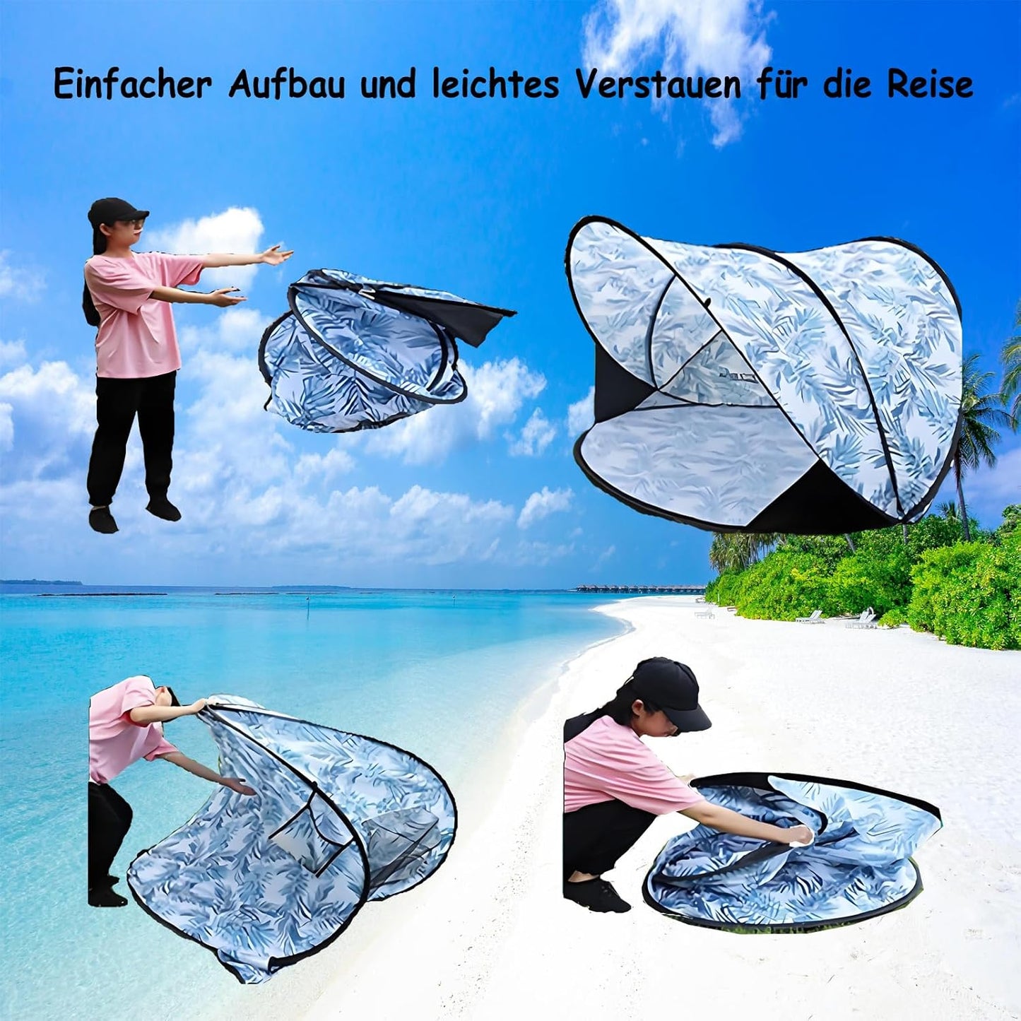 Strandmuschel Pop Up Strandzelt UV Schutz Wurfzelt Wetter Leicht Strandzelt Für Garten Strand