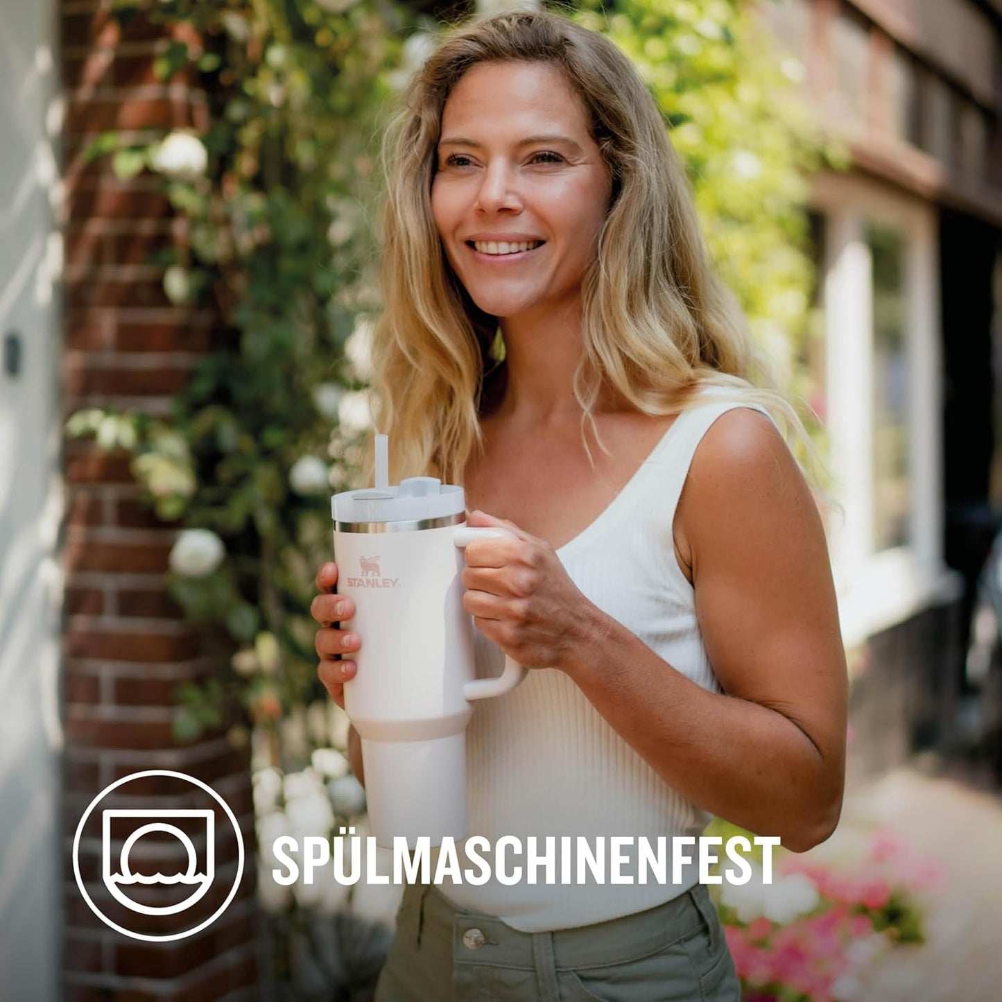 Stanley Quencher H2.0 Flowstate Trinkflasche Mit Strohhalm 1.2L - Thermobecher Kühlt 11 Stunden - 48 Stunden Eisgekühlt - Spülmaschinenfest - Thermosflasche BPA Frei - Edelstahl Trinkbecher