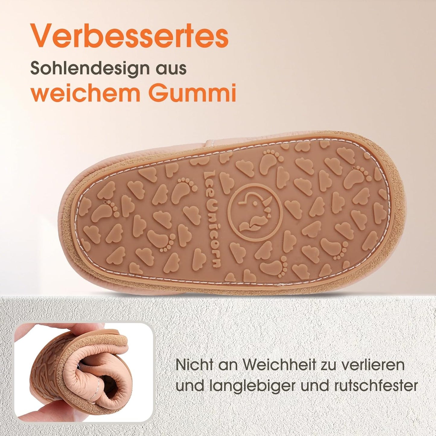 IceUnicorn Krabbelschuhe Baby Lauflernschuhe Weicher Leder Jungen Mädchen Lederschuhe Babys Rutschfeste Krabbelschuhe mit Gummisohle Babyschuhe