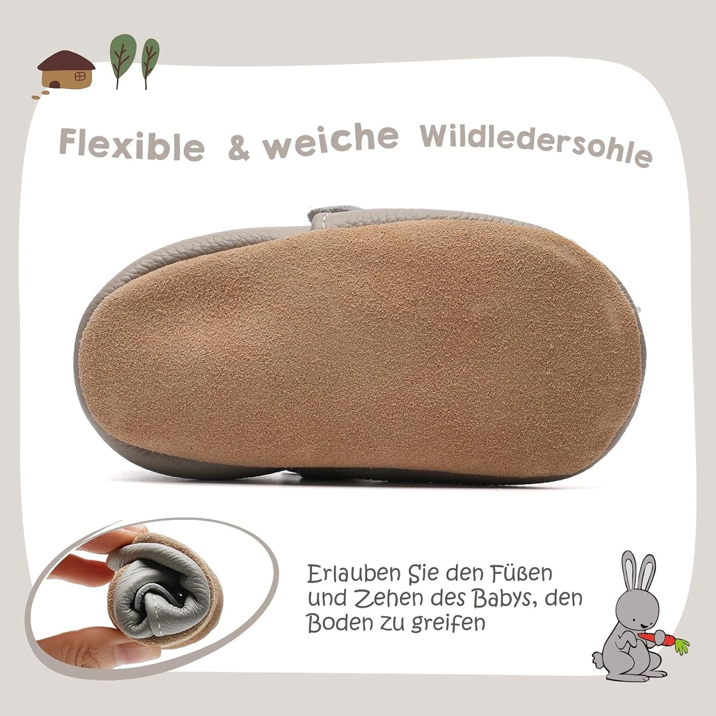 IceUnicorn Krabbelschuhe Baby Jungen Mädchen Lauflernschuhe Baby Weicher Leder Babyhausschuhe Kleinkind Babyschuhe