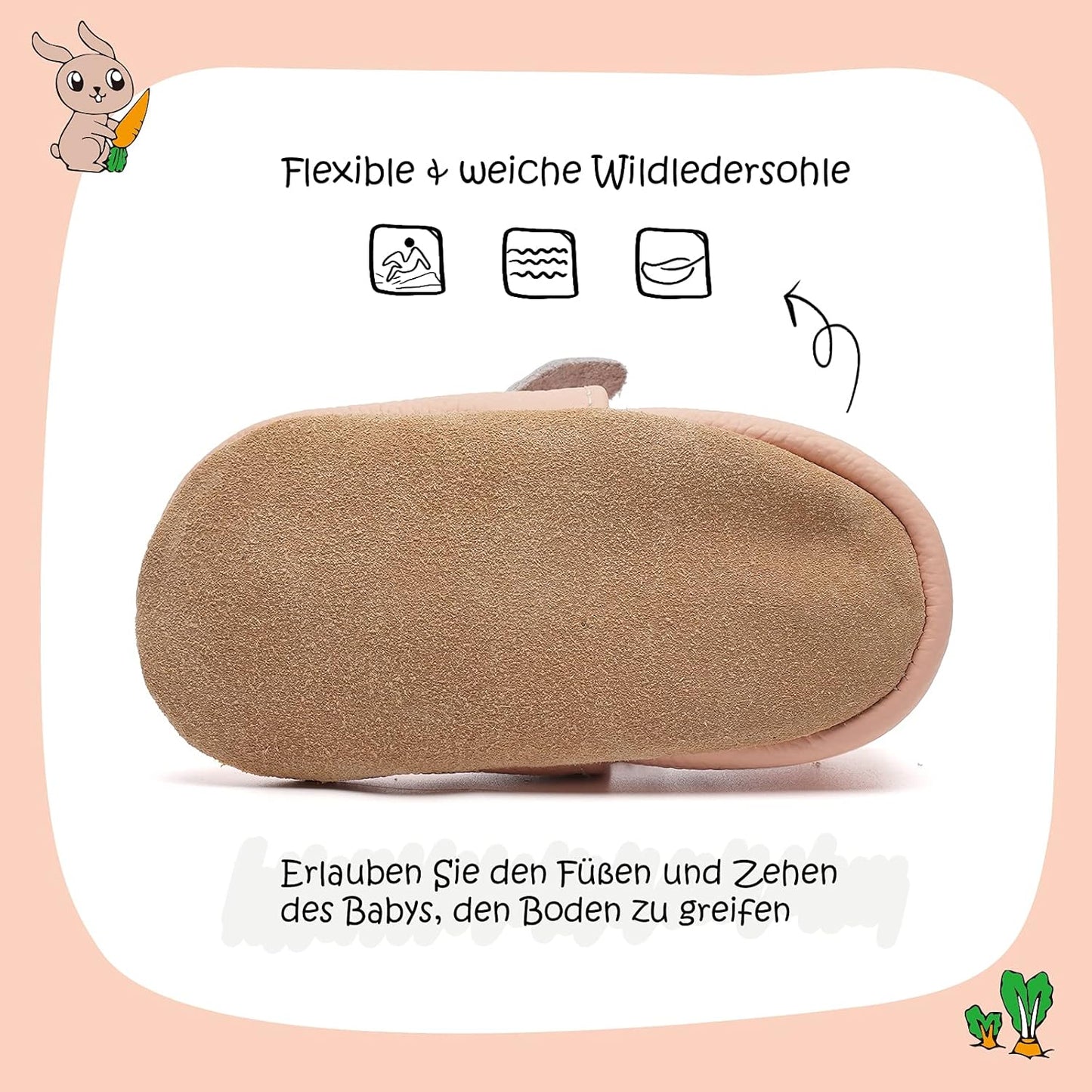 IceUnicorn Krabbelschuhe Baby Lauflernschuhe Jungen Mädchen Weicher Leder Babyhausschuhe Kleinkind Rutschfeste Lederschuhe Baby