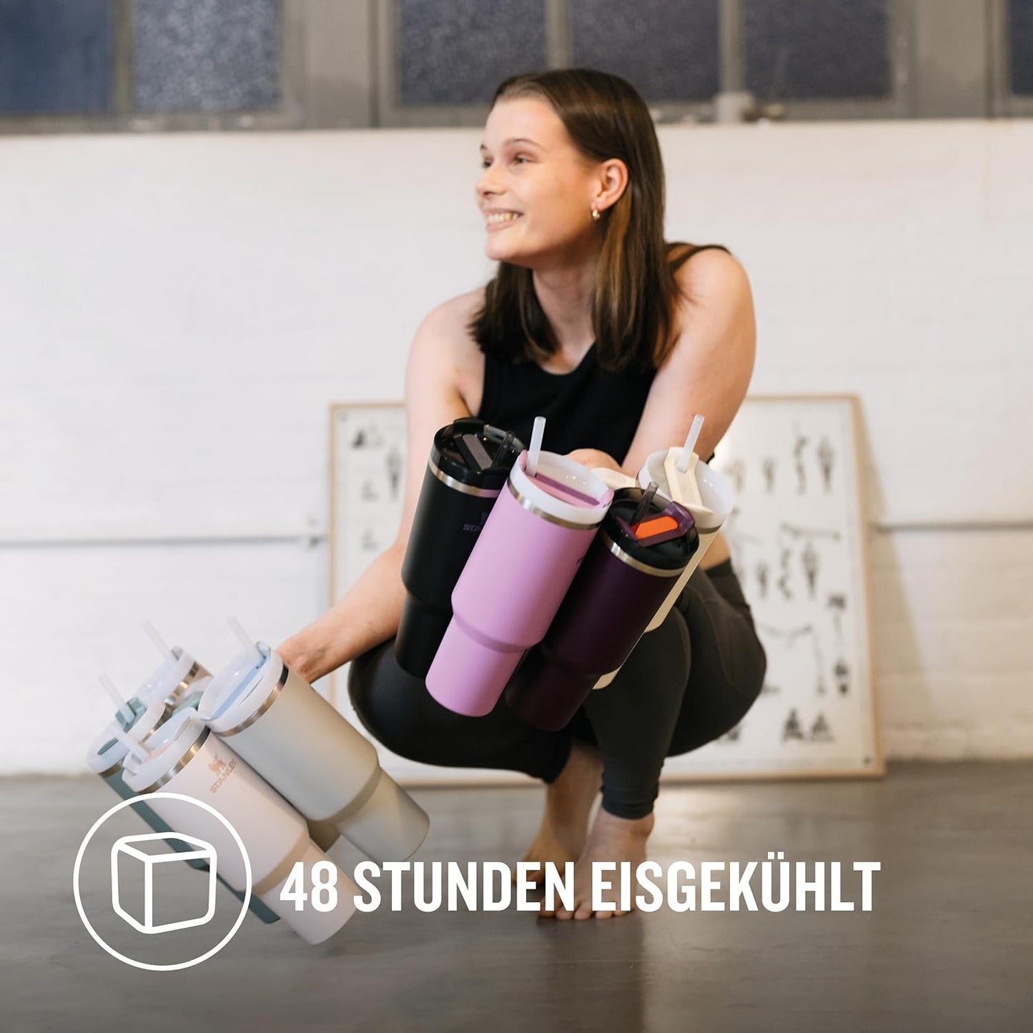 Stanley Quencher H2.0 Flowstate Trinkflasche Mit Strohhalm 1.2L - Thermobecher Kühlt 11 Stunden - 48 Stunden Eisgekühlt - Spülmaschinenfest - Thermosflasche BPA Frei - Edelstahl Trinkbecher