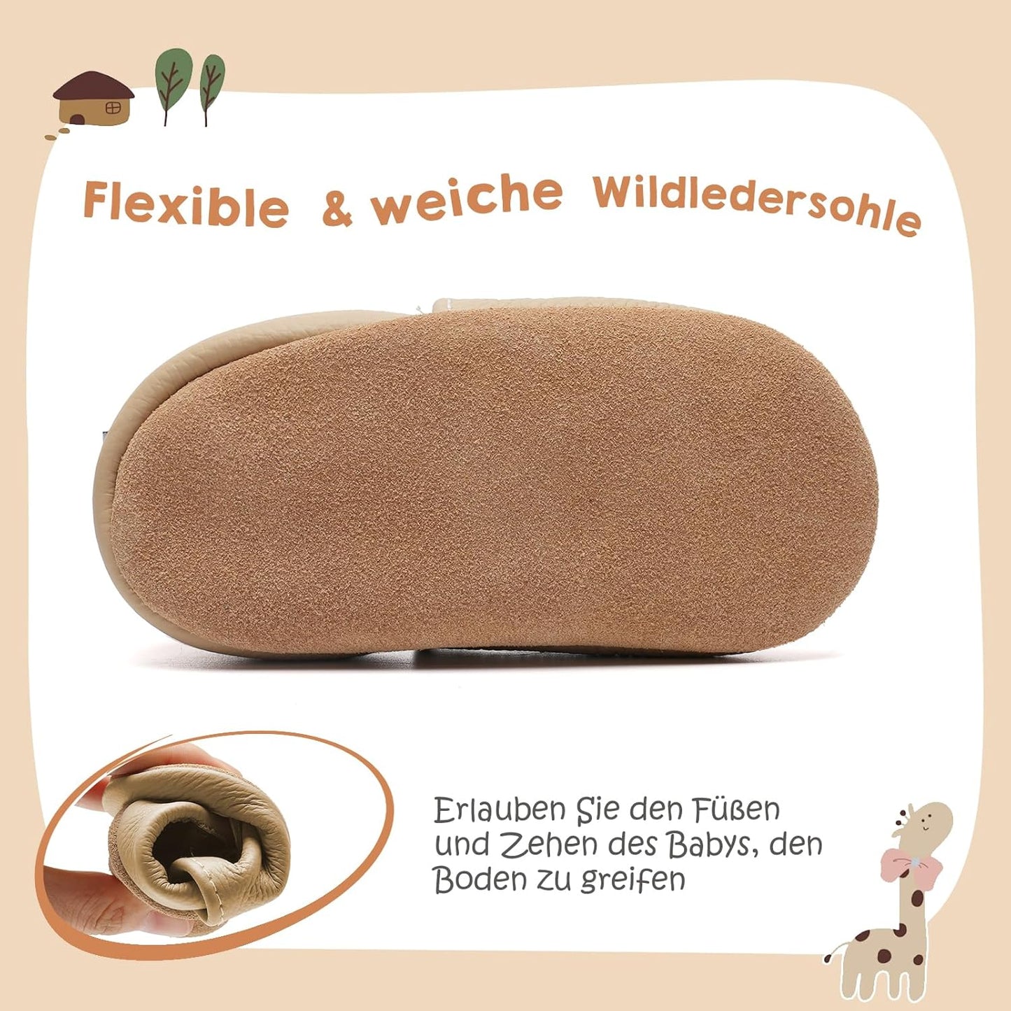 IceUnicorn Krabbelschuhe Baby Jungen Mädchen Lauflernschuhe Baby Weicher Leder Babyhausschuhe Kleinkind Babyschuhe