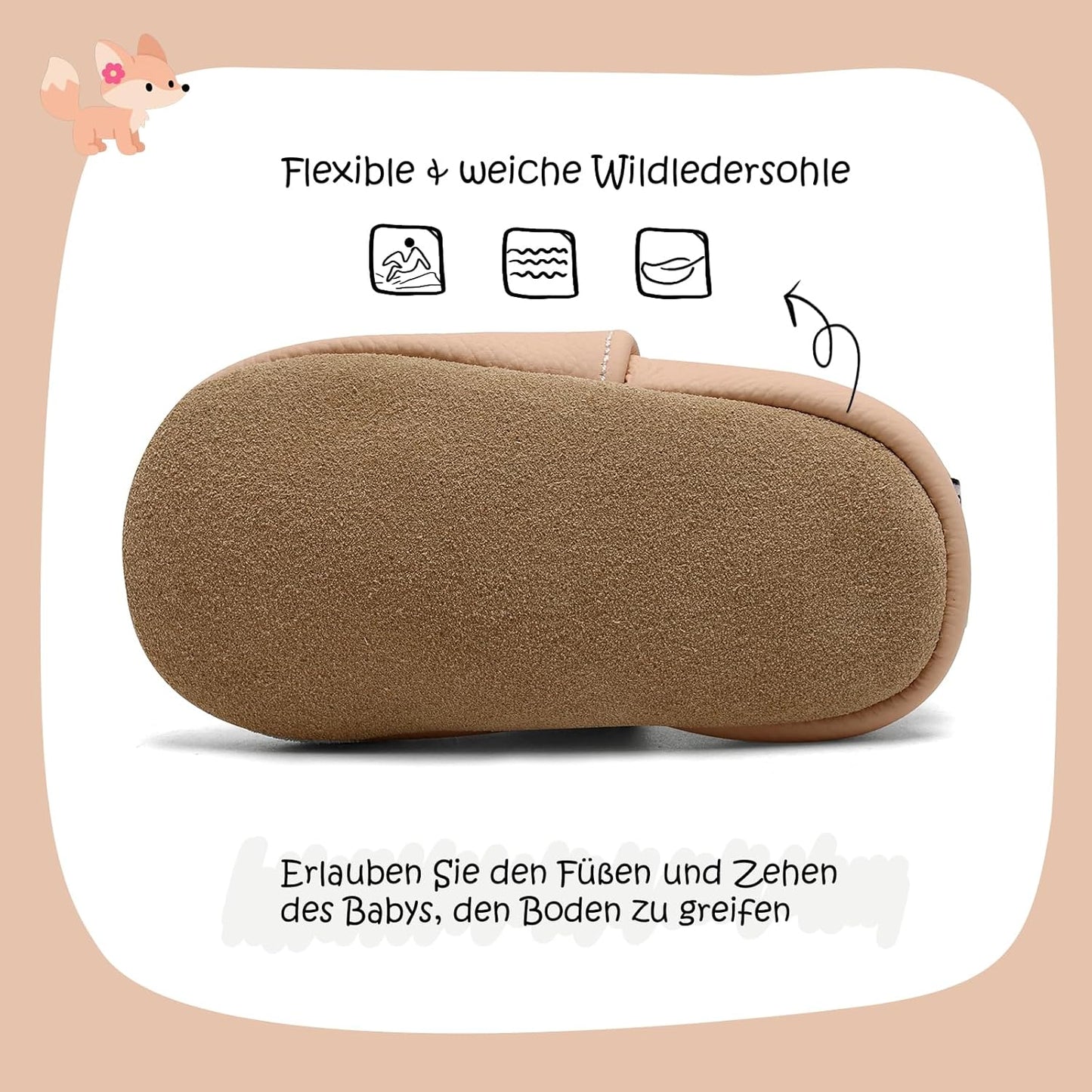 IceUnicorn Krabbelschuhe Baby Lauflernschuhe Jungen Mädchen Weicher Leder Babyhausschuhe Kleinkind Rutschfeste Lederschuhe Baby