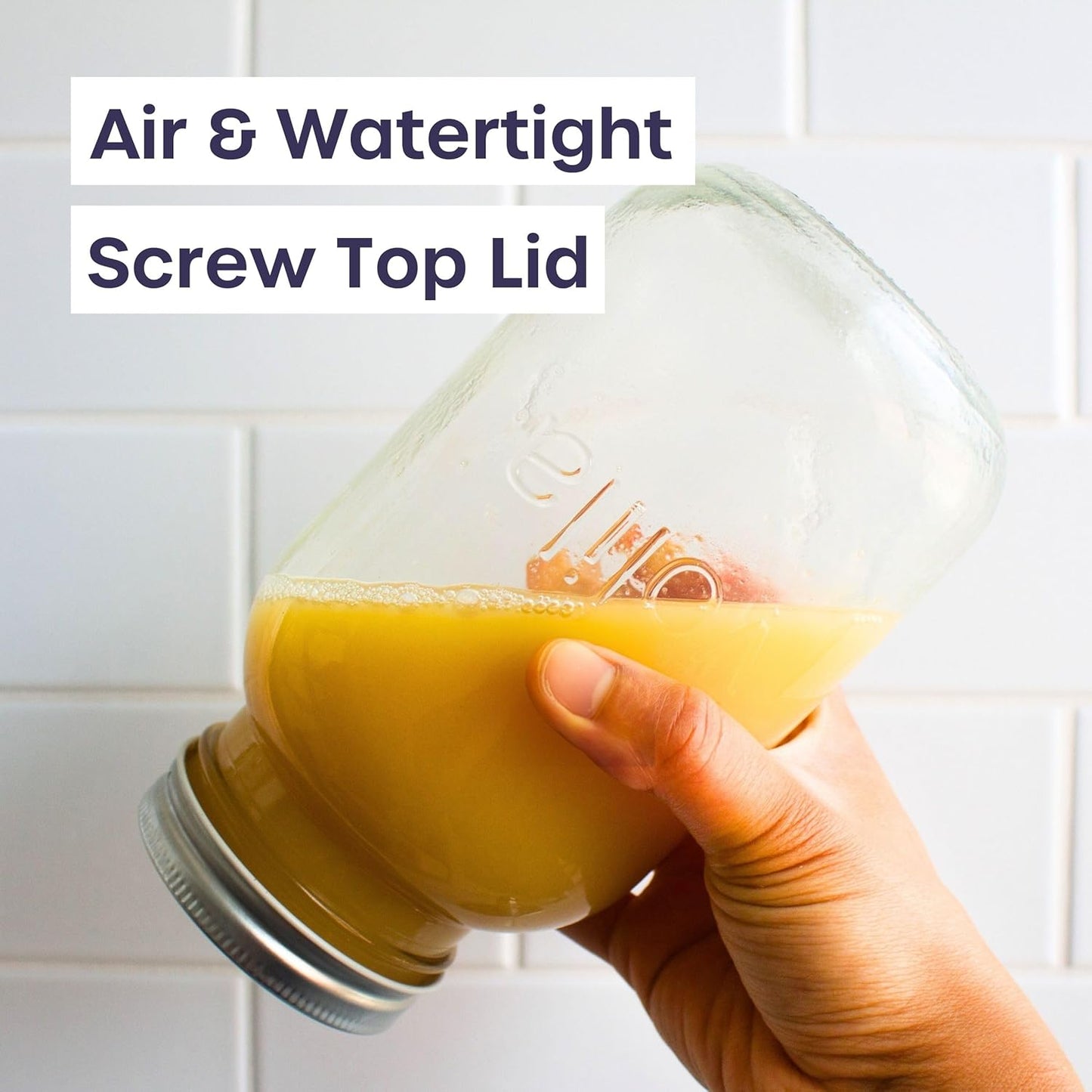 Mason Jar mit Deckeln - 490 ml Mehrzweck-Einmachgläser für Overnight Oats, Einlegen, Einmachen, Konservieren und Mahlzeitenvorbereitung - Luftdichte Einweckgläser (6er Pack - Normaler Deckel)