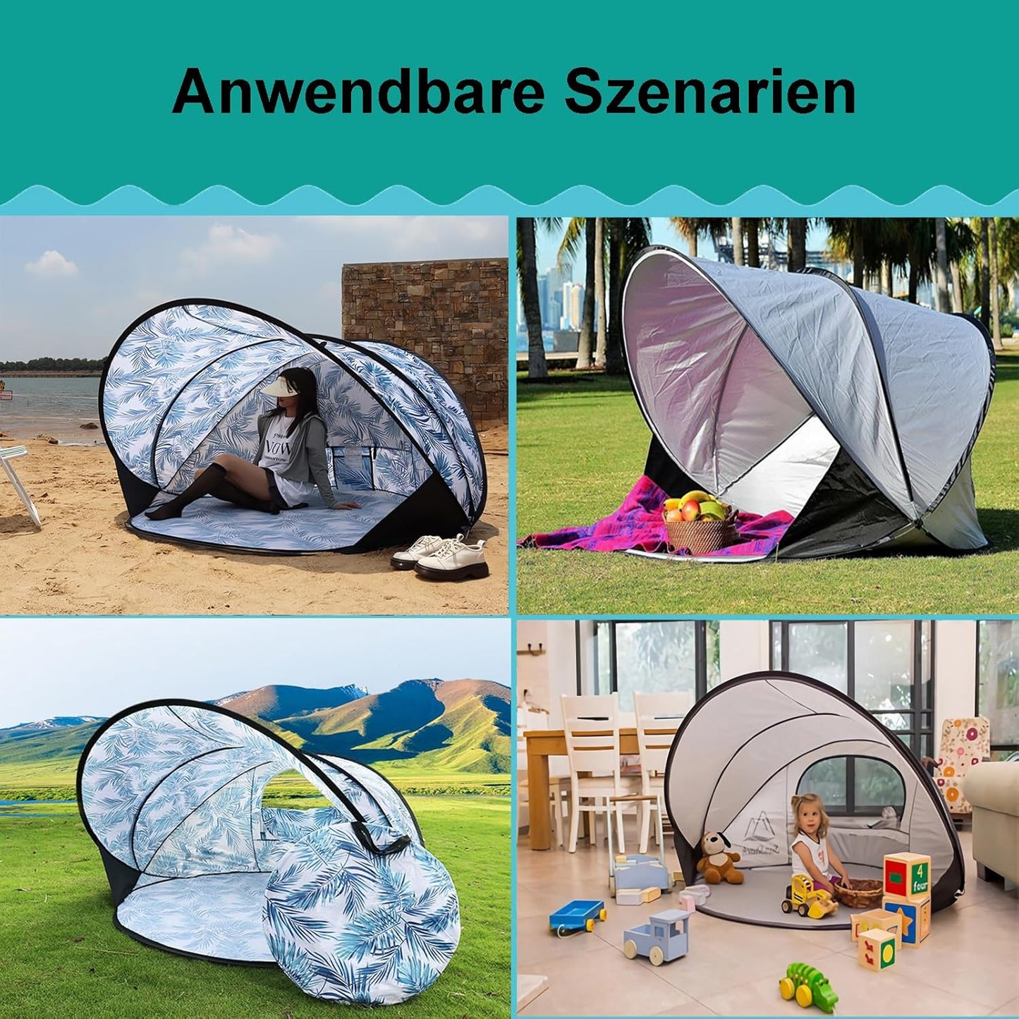 Strandmuschel Pop Up Strandzelt UV Schutz Wurfzelt Wetter Leicht Strandzelt Für Garten Strand