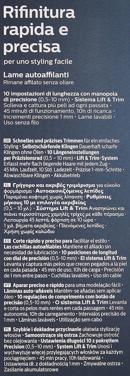 Philips Beardtrimmer Serie 3000 – Bartschneider mit Lift & Trim Technologie (Modell BT3206/14)