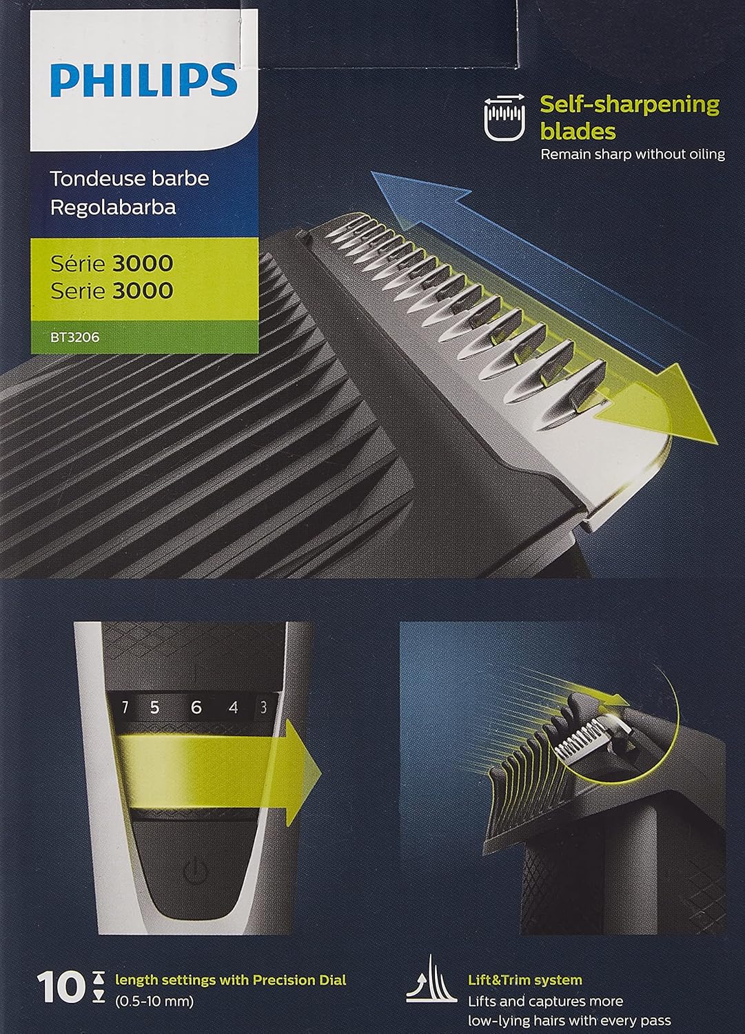 Philips Beardtrimmer Serie 3000 – Bartschneider mit Lift & Trim Technologie (Modell BT3206/14)
