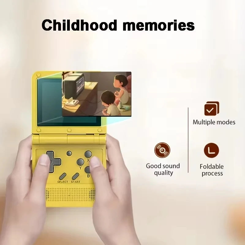 POWKIDDY v90 Schwarze Version 3-Zoll-IPS-Bildschirm Flip-Handheld-Konsole Open System-Spielkonsole 16 Simulatoren PS1 Kindergeschenke