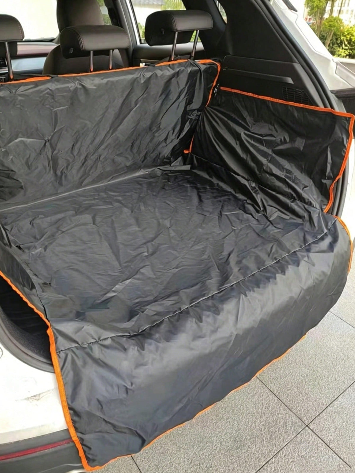 Full view of waterproof dog car cargo liner