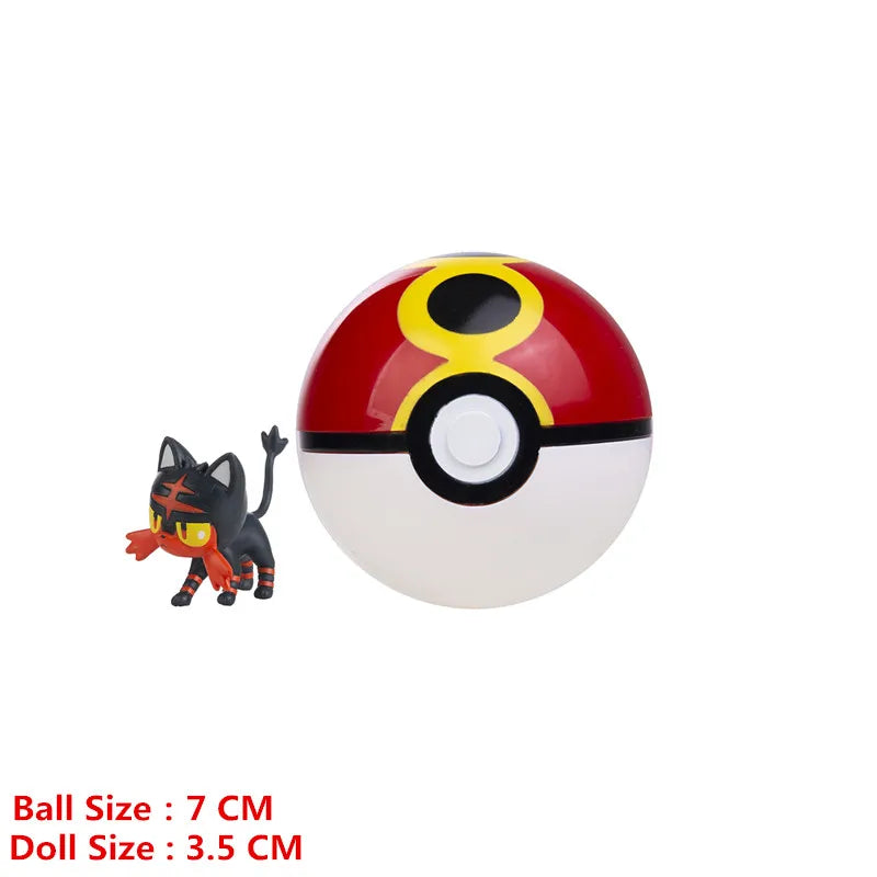 Pokémon Pokéball mit Cartoon-Designs – Anime-Film-Figuren Pikachu, Charmander, Eevee, Squirtle, Vulpix – Hochwertige Action-Spielzeuge, Sammlermodelle, Geschenke