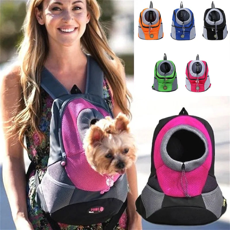 Outdoor Haustier-Tragetasche für Hunde – Tragbarer Reiserucksack mit Frontöffnung, Doppelte Schultergurte, Mesh-Design, Kopföffnung für Katzen und kleine Hunde
